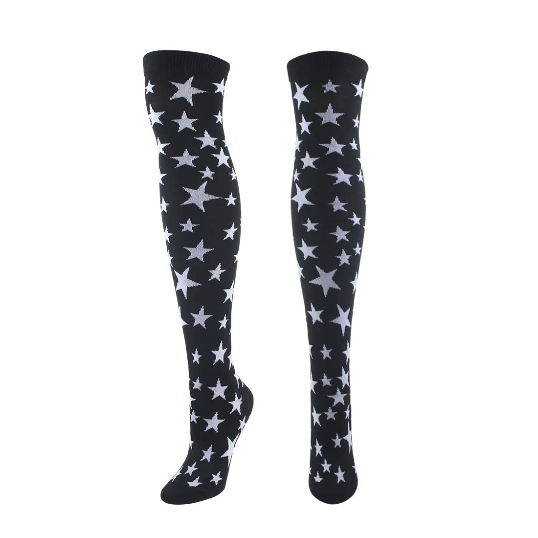 Гетры в полоску вязаные длинные носки выше колена полосатые гетры аксессуар для вечернего костюма набор 2 пары, черные звезды, фото №7