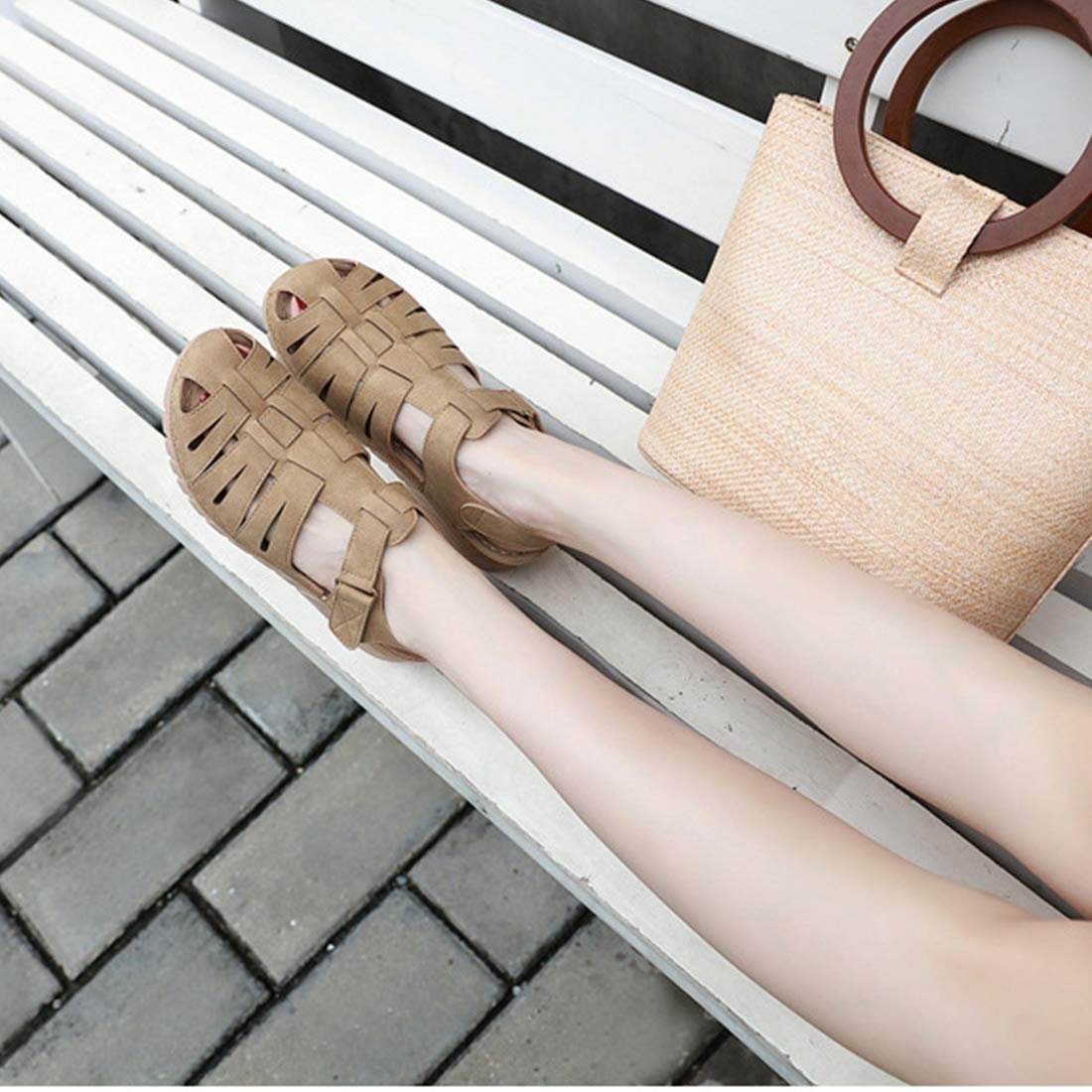 Босоніжки Жіночі на танкетці Літні Шкіряні Закритий Носок, фото №4