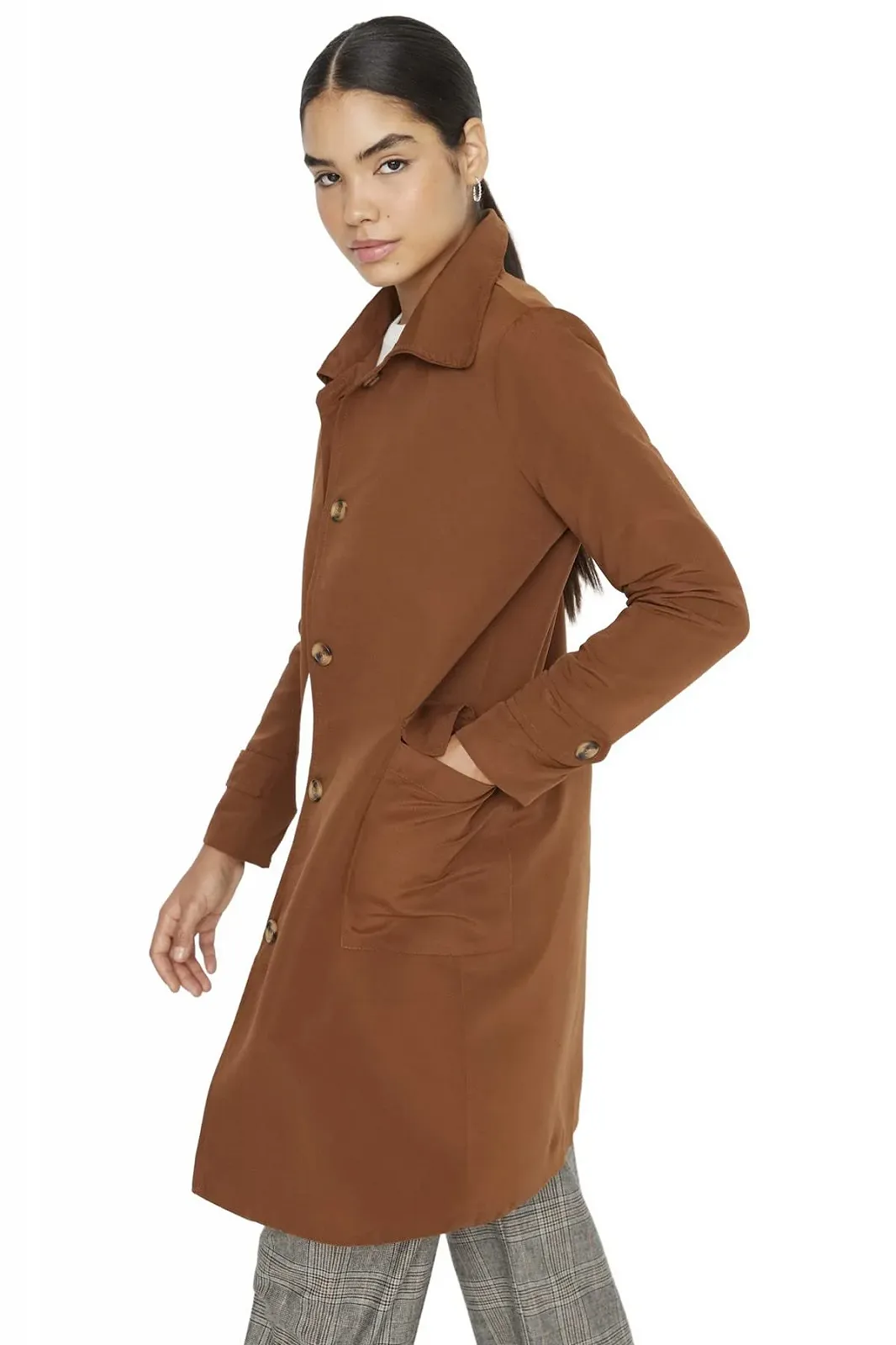 Тренч TRENDYOL Прямой Тканевый, фото №3 Тренч TRENDYOL Прямой Тканевый, фото №3