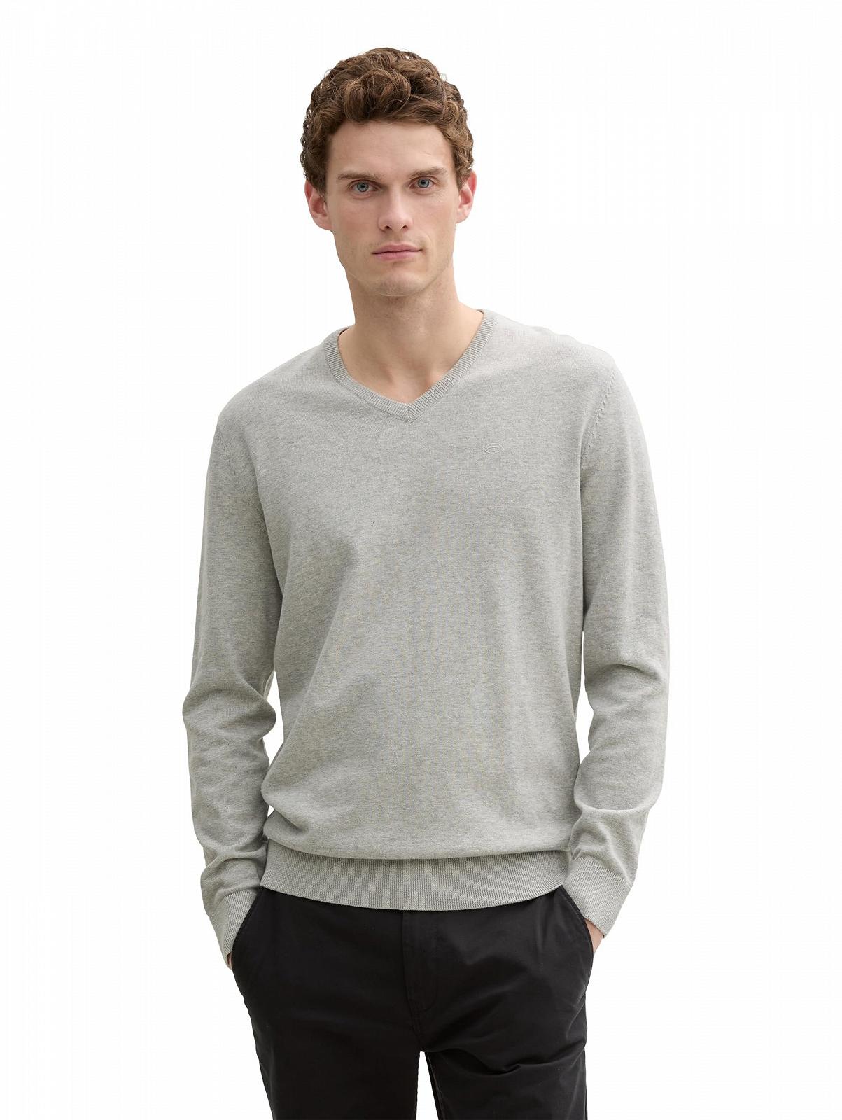 Джемпер в'язаний TOM TAILOR basic з V-подібним вирізом, фото №1