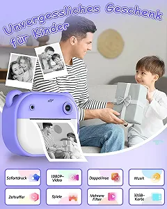 Детская камера мгновенной печати 1080P Dual Lens 2 дюйма 32GB Фиолетовая synthetic.ua - Фото 1