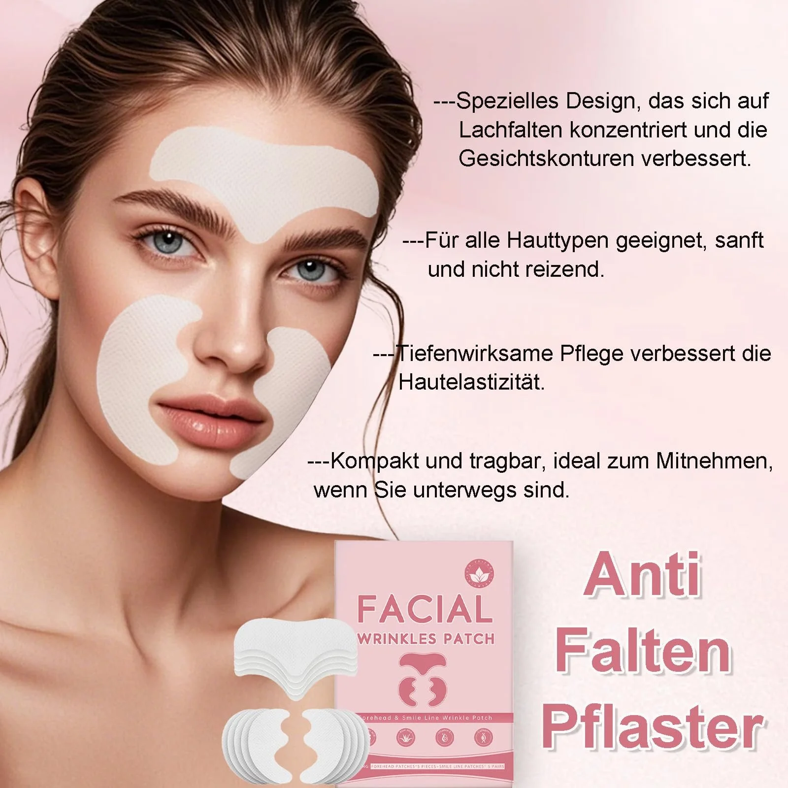 Пластир Zornesfalte для обличчя, 30 шт, проти зморшок на лобі та носогубних зморшок, фото №6