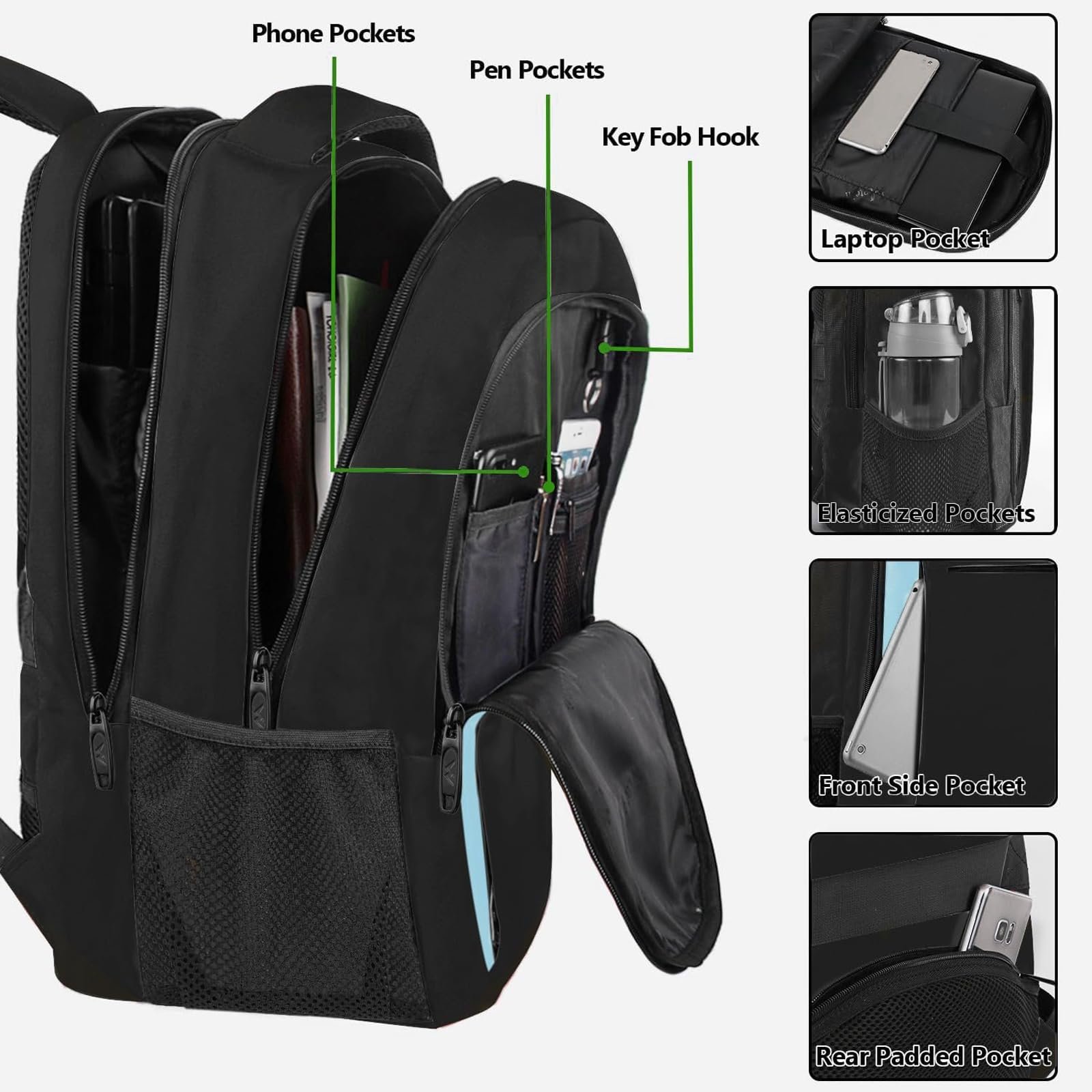 Рюкзак для ноутбука MATEIN Business 17.3 дюйма з USB Blue Black, фото №4 Рюкзак для ноутбука MATEIN Business 17.3 дюйма з USB Blue Black, фото №4