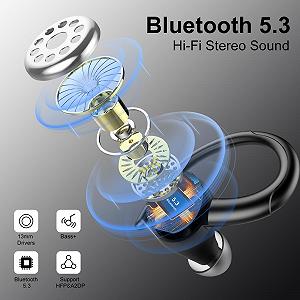 Bluetooth наушники Sports Wireless Bluetooth 5.3 с HD микрофоном 48 часов премиальный глубокий бас Dark Black synthetic.ua - Фото 1