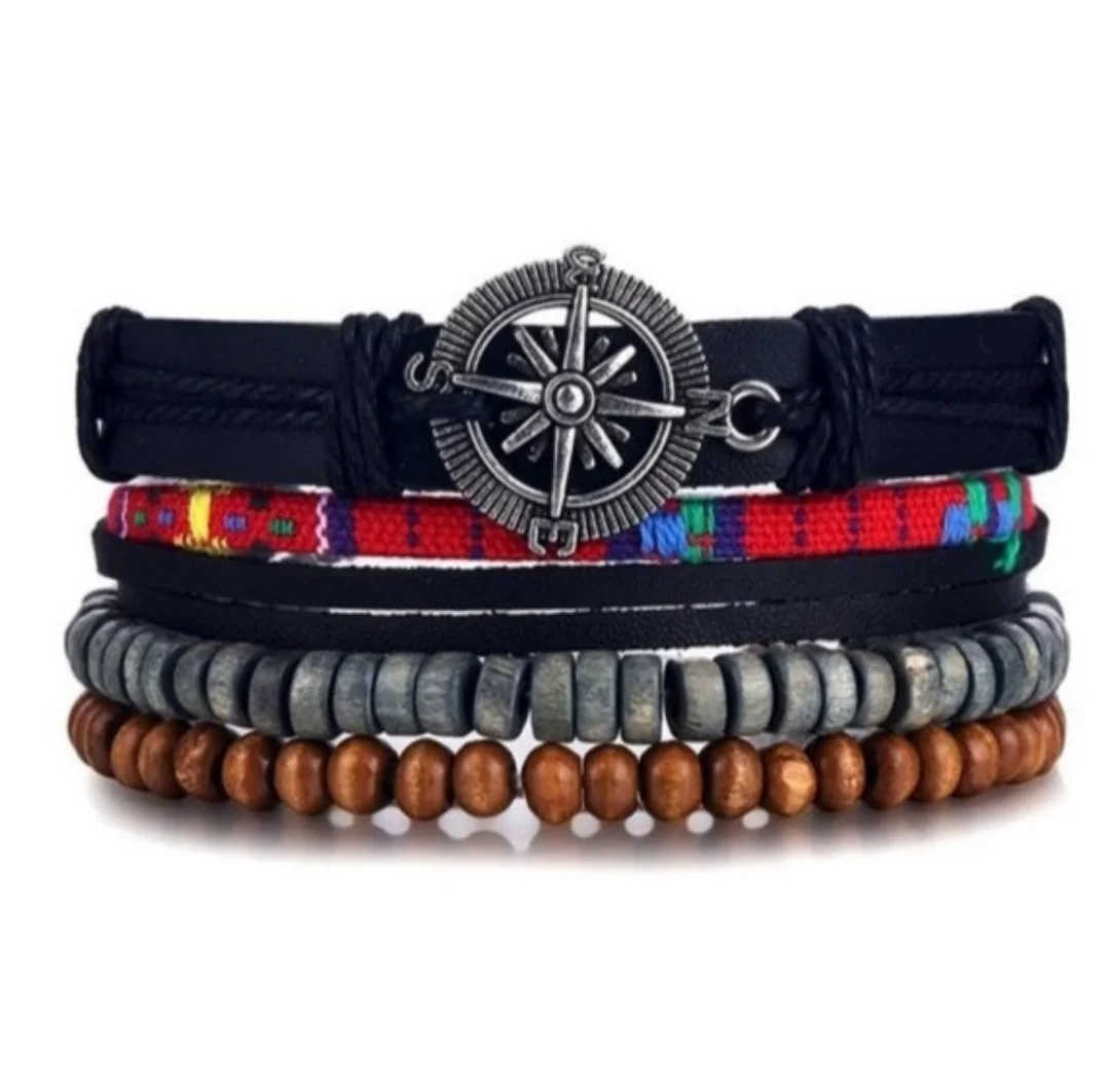 Набір браслетів з екошкіри Компас, фото №1