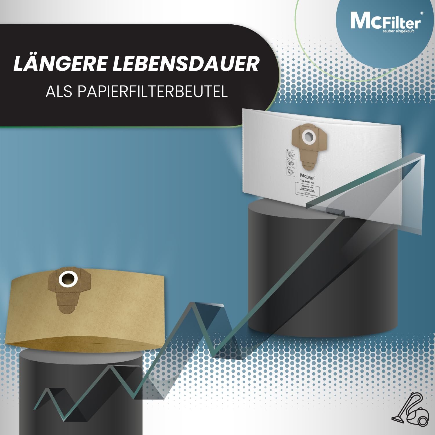 Мешки McFilter DSM 45 20 для пылесоса 40 л Совместимы с любыми Einhell 40-литровыми пылесосами, фото №6 Мешки McFilter DSM 45 20 для пылесоса 40 л Совместимы с любыми Einhell 40-литровыми пылесосами, фото №6