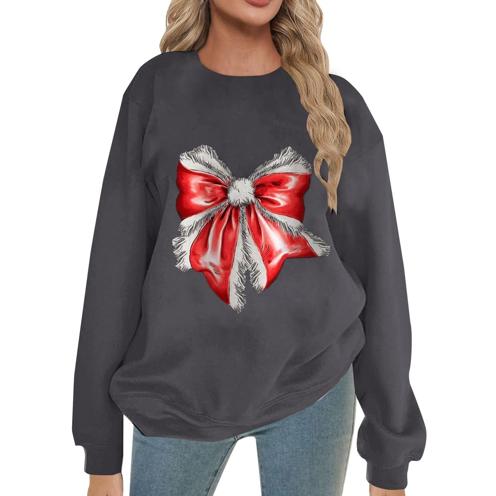 Женские толстовки с капюшоном, рождественские толстовки для женщин, большие флисовые пуловеры с круглым вырезом, милые толстовки с графическим рисунком банта, женские свитеры с длинными рукавами, фото №1 Женские толстовки с капюшоном, рождественские толстовки для женщин, большие флисовые пуловеры с круглым вырезом, милые толстовки с графическим рисунком банта, женские свитеры с длинными рукавами, фото №1