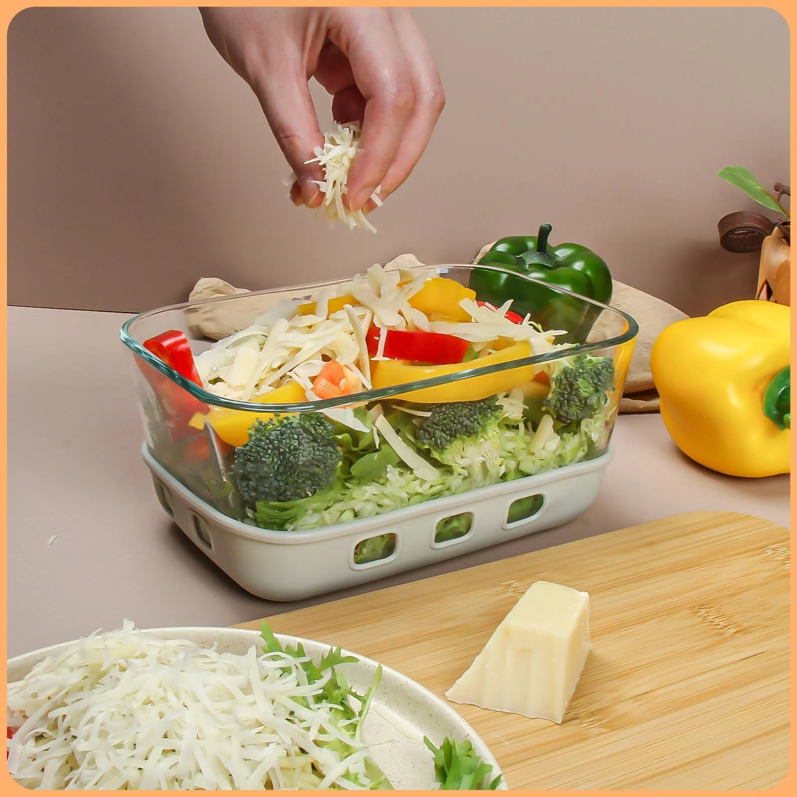 Терка для творога со стеклянным контейнером и крышкой, фото №7