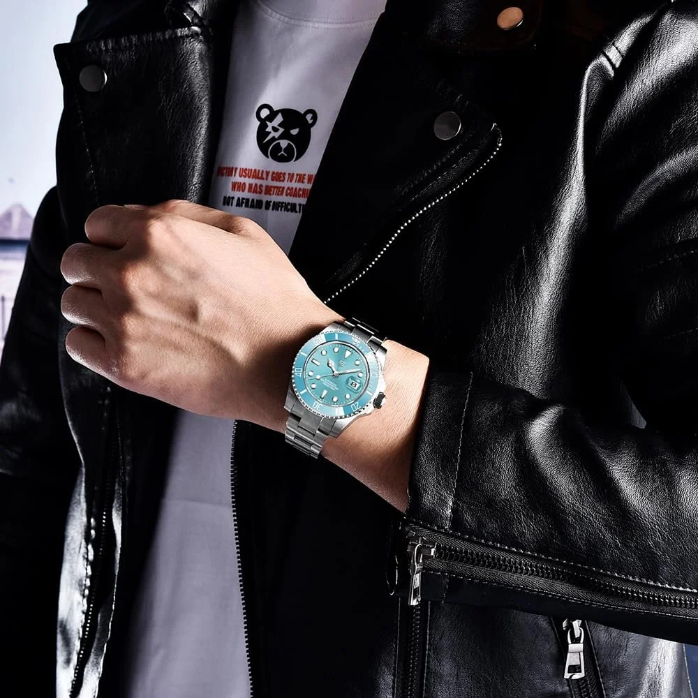 Механические Автоматические Часы Pagani Design PD1661 NH35, Сапфировое Стекло, Резиновый Ремешок, 40 мм, небесно-голубой, Классический, фото №6 Механические Автоматические Часы Pagani Design PD1661 NH35, Сапфировое Стекло, Резиновый Ремешок, 40 мм, небесно-голубой, Классический, фото №6