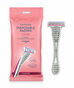 Одноразовая бритва by Amazon 3 лезвия женская 4 шт. в упаковке Pink - Фото 1
