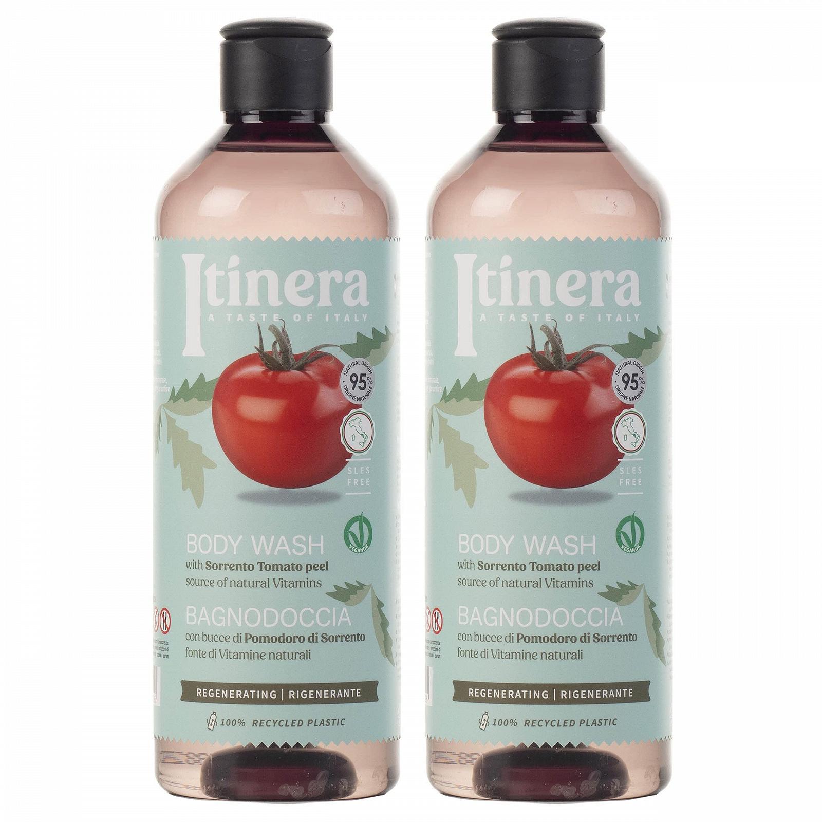 Регенеруючий гель для душу ITINERA Sorrento Tomato 95% натуральних інгредієнтів 370 мл набір з 4 шт., фото №3