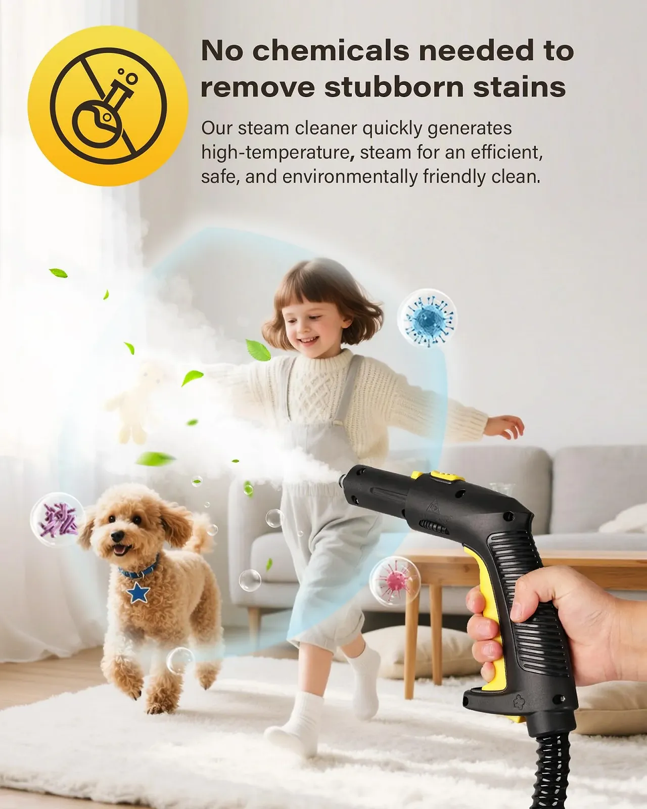 Пароочисник багатофункціональний KROQO 23 аксесуари 5 бар 160 °C 1.5 л 5 м кабель, фото №3