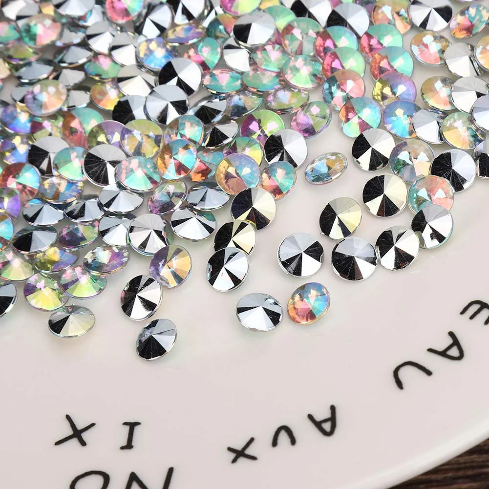 Стрази акрилові 8мм 1000 шт AB Кольорові, фото №8