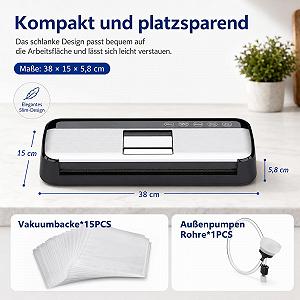 Вакууматор автоматический с двойной помпой и 15 пакетами 31 см synthetic.ua - Фото 1