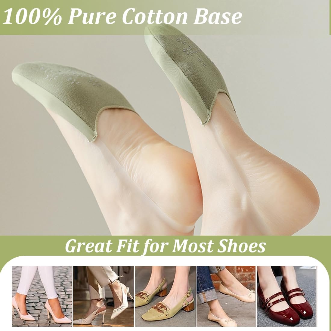 Женские носки-следки, 4 пары, дышащие, для туфель, низкие, невидимые, с прозрачным TPU (B), фото №4