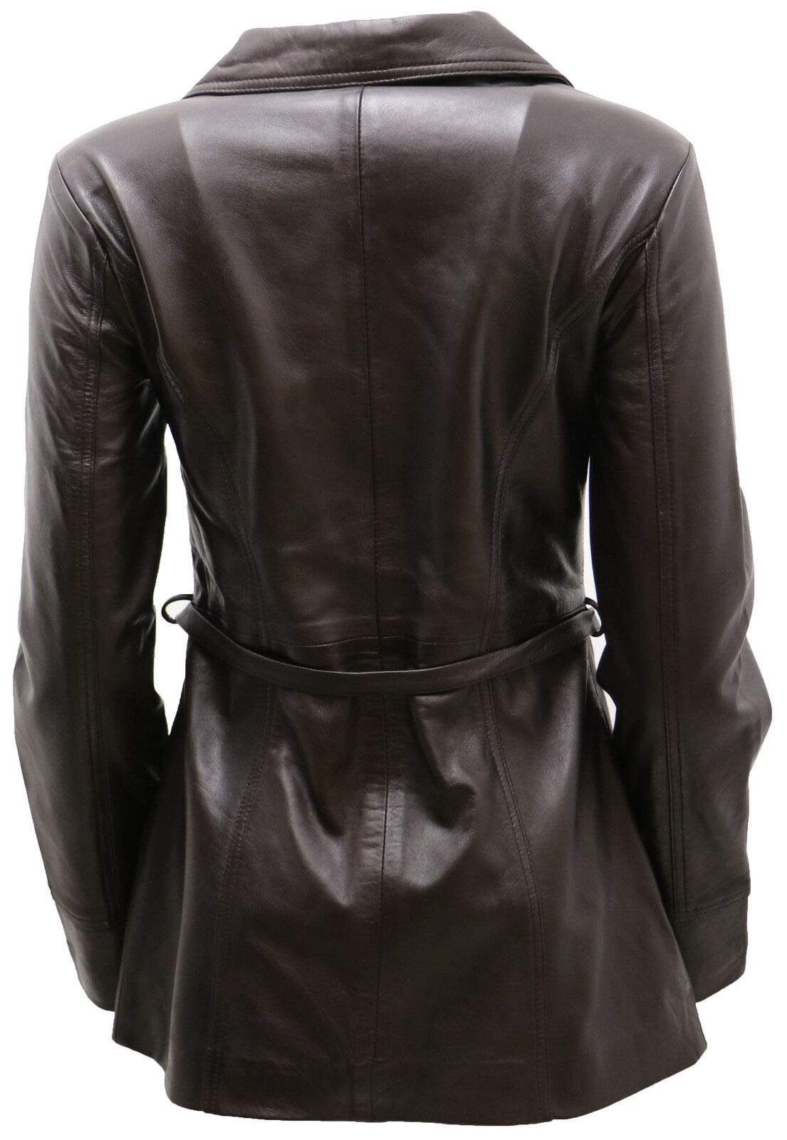 Кожаная куртка Infinity Leather Женская Черный Коричневый Рыжий Наппа Кожа Длинная Куртка Циклиста с Поясом, фото №3