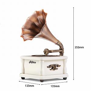 Портативна колонка Eikosch Bluetooth Phonograph Mini Вбудована батарея, Bluetooth 5.0, AUX/USB Білий synthetic.ua - Фото 1