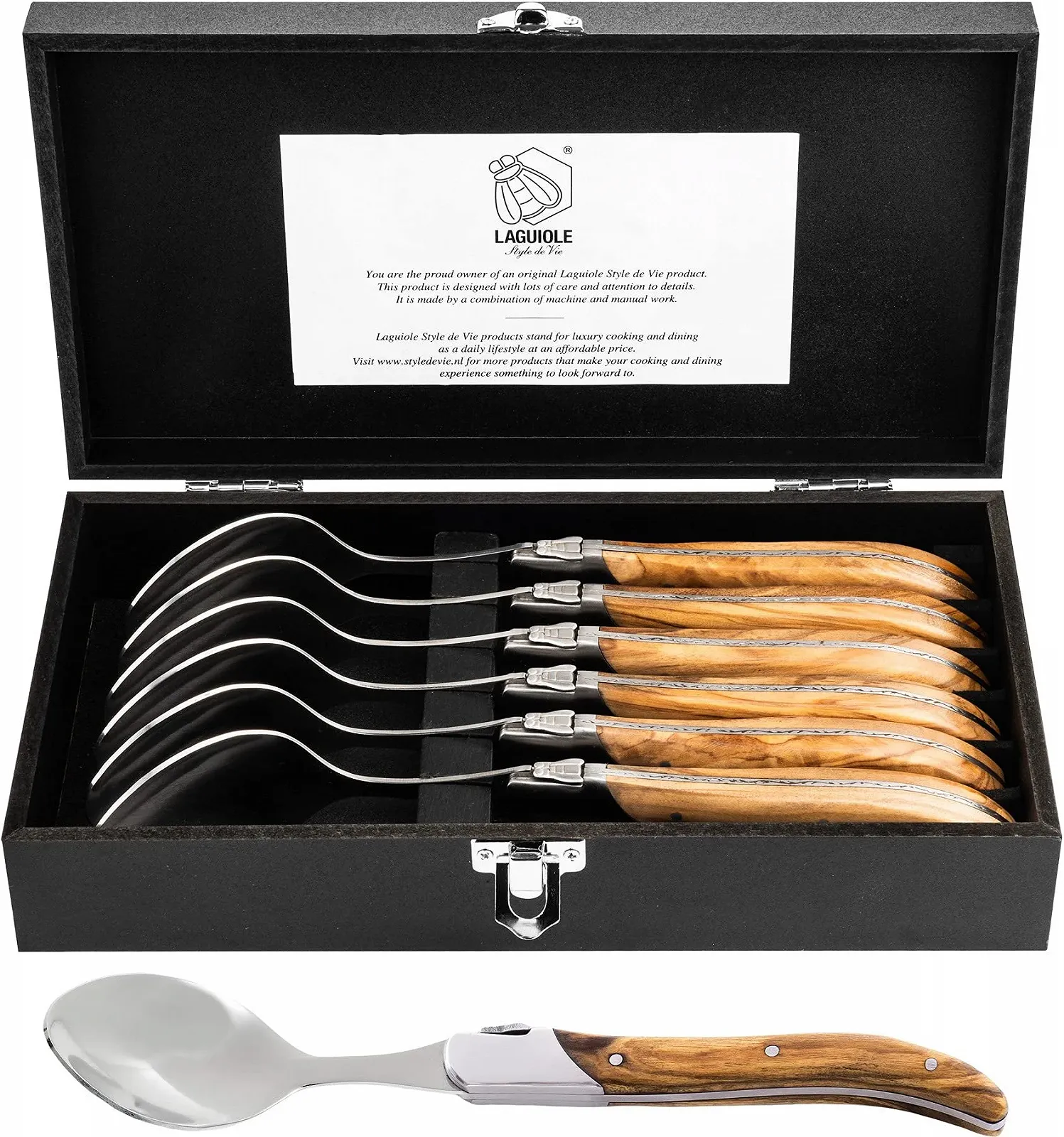 Ложка супова Laguiole Style de Vie Luxury Line, набір 6 шт., оливкове дерево, фото №1 Ложка супова Laguiole Style de Vie Luxury Line, набір 6 шт., оливкове дерево, фото №1
