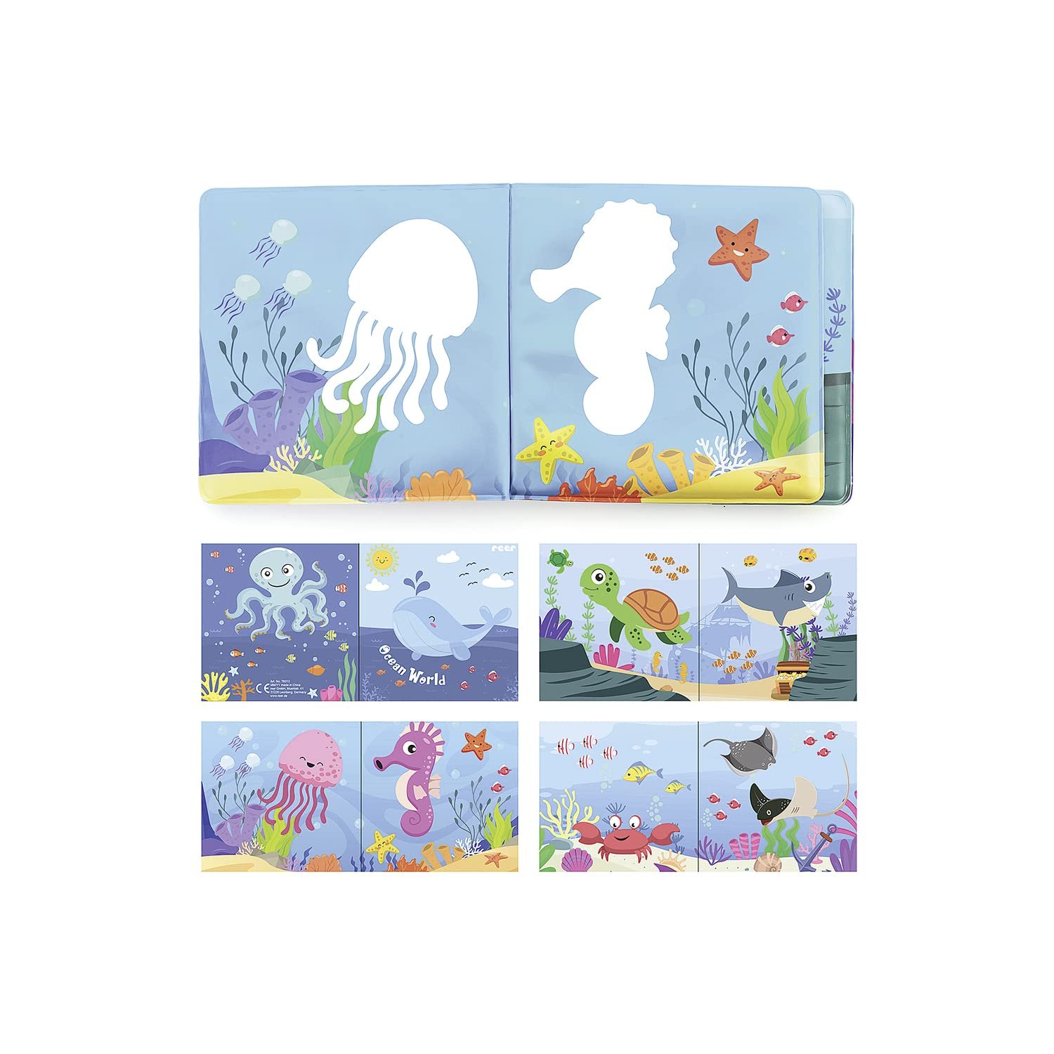 Книжка для ванни Reer MyHappyBath Чарівна зі зміною кольору та пискавкою, кольорова, фото №5