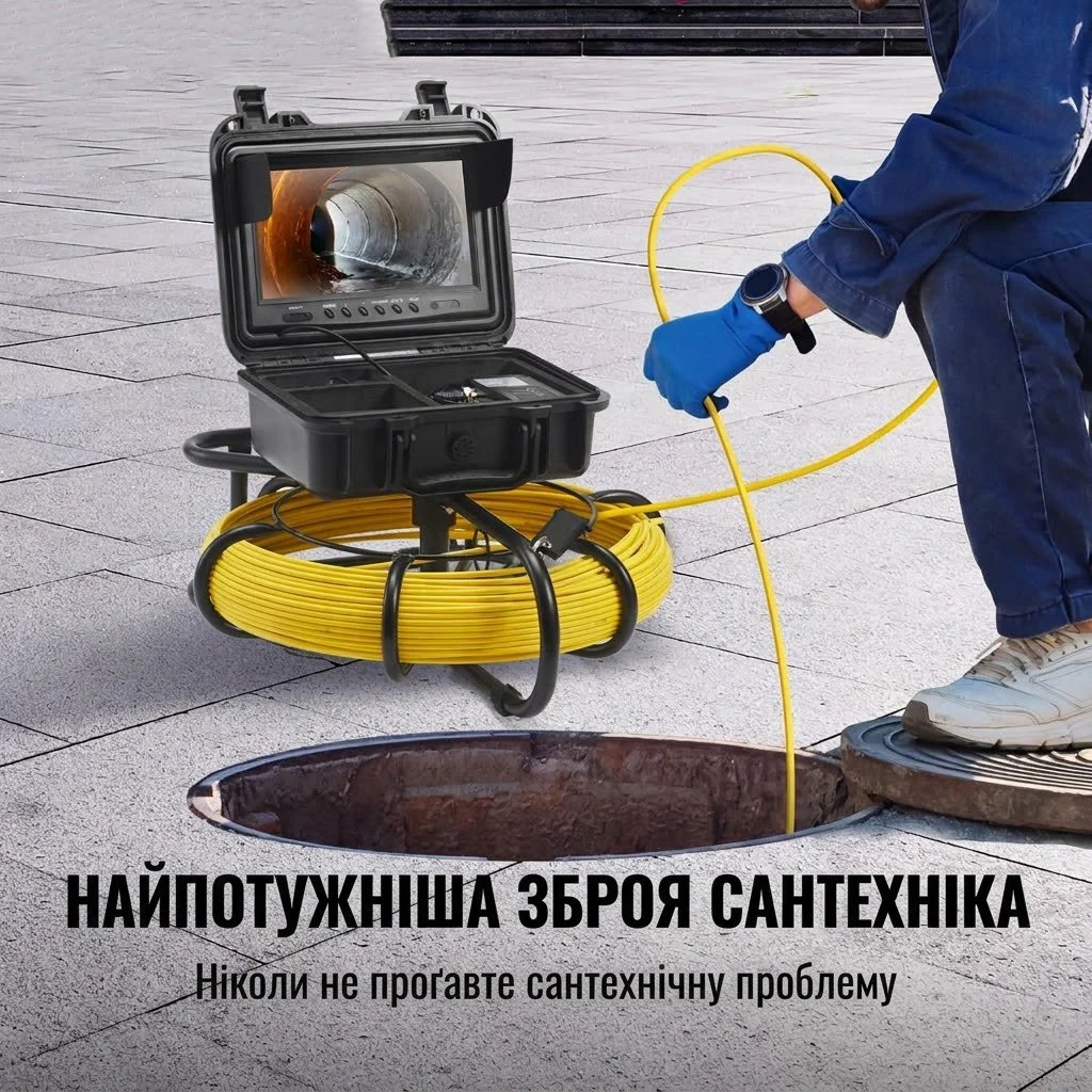 Професійна інспекційна камера для труб VEVOR / Кабель 70 м / Чорно-жовтий, фото №3 Професійна інспекційна камера для труб VEVOR / Кабель 70 м / Чорно-жовтий, фото №3