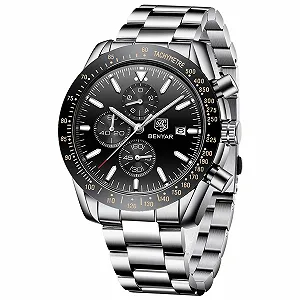 Мужские часы Benyar Хронограф Кварцевый Кожаный ремешок Спортивные Бизнес Модные Водонепроницаемые 30 м Устойчивые к царапинам - Фото 1