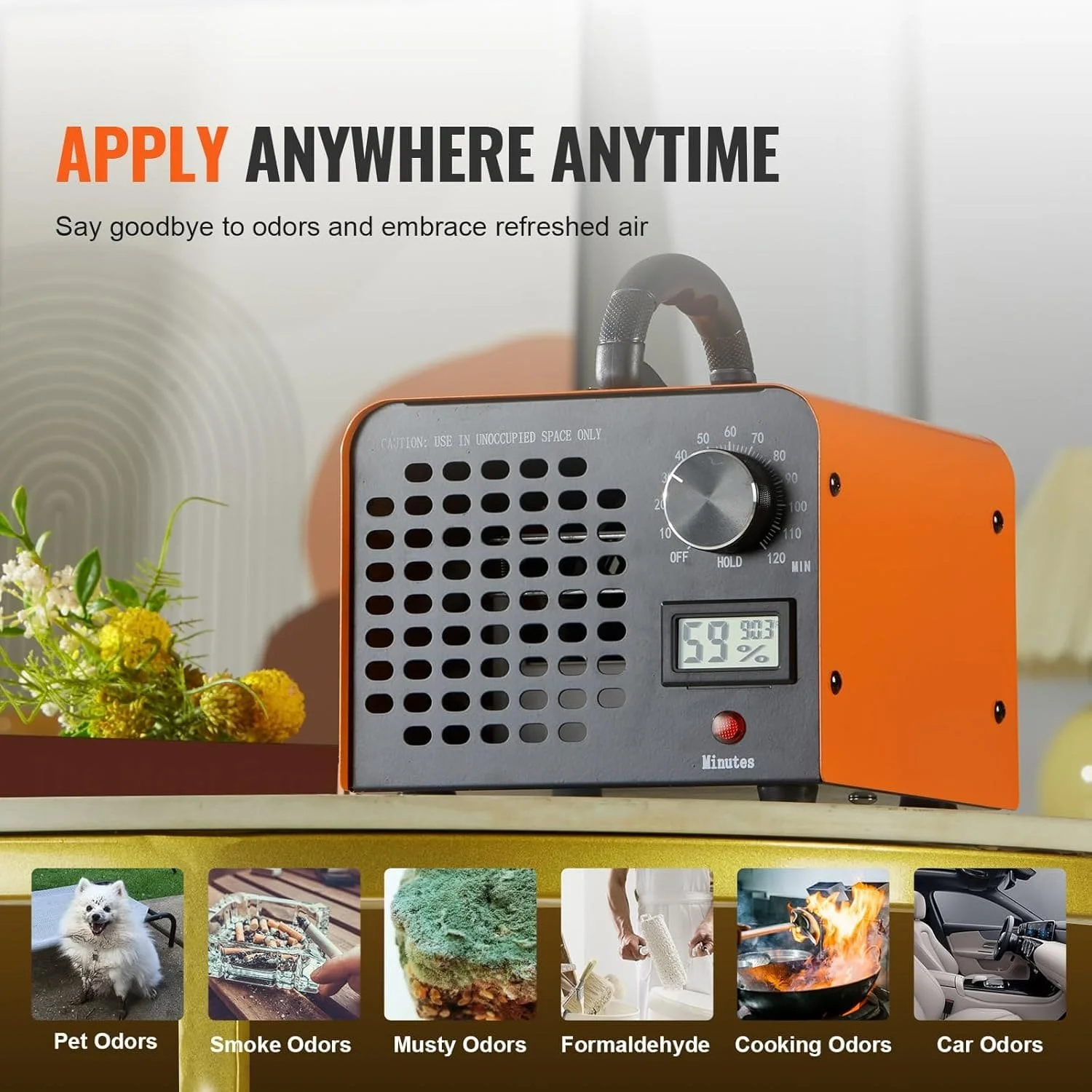 Генератор озону для видалення запаху, очищення повітря 12000 мг/г VEVOR Чорний, фото №6