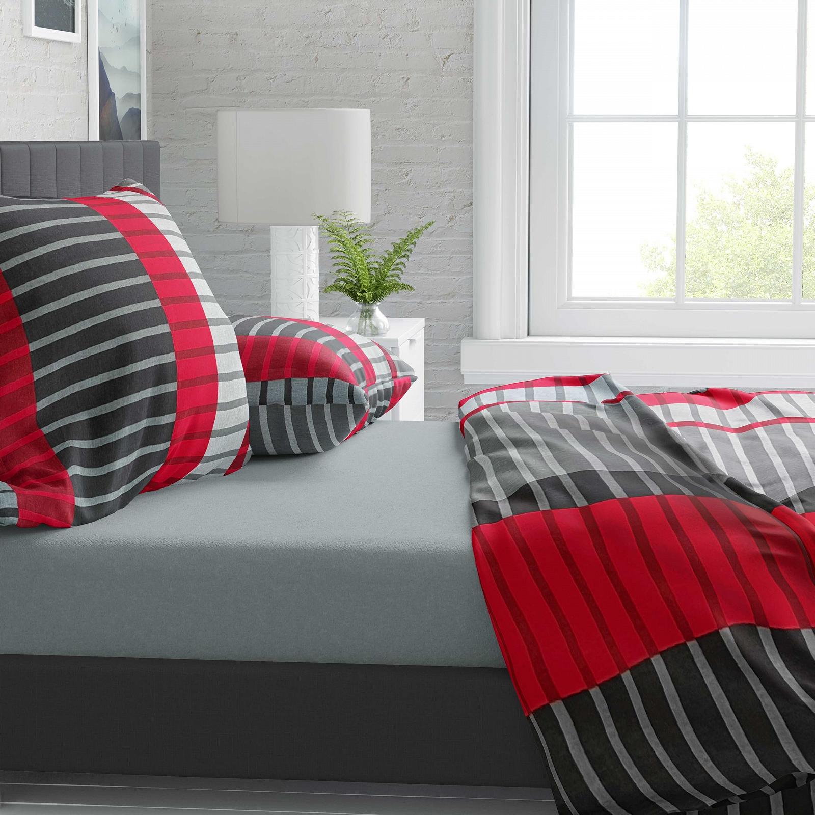 Комплект Постільної Білизни Class Home Collection, з Підковдрою, 135 x 200 см, Наволочкою, 80 x 80 см, Бавовна, з Блискавкою, Wind Red, фото №3