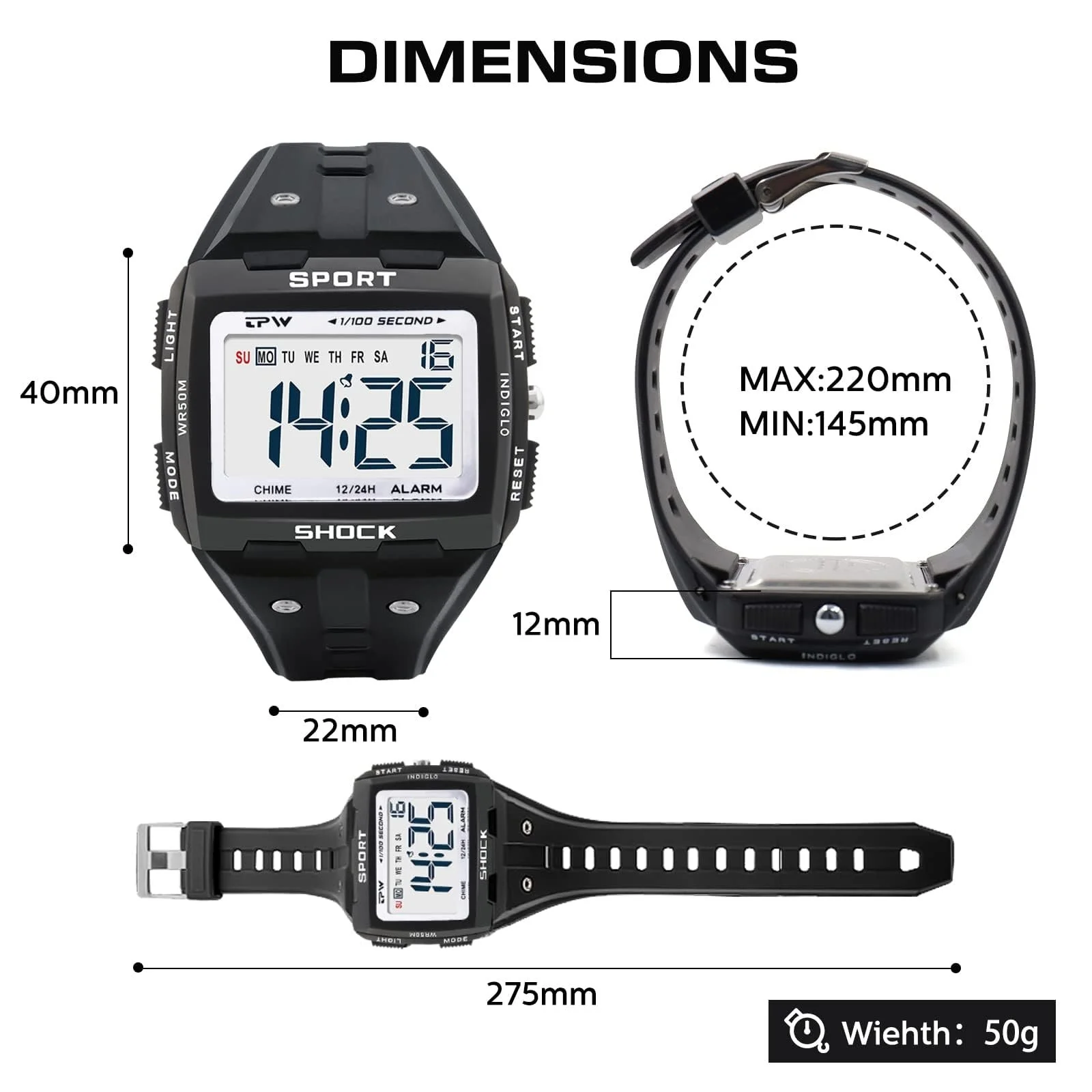 Цифровий годинник BEN NEVIS Спортивний Квадратний з будильником/LED, фото №6 Цифровий годинник BEN NEVIS Спортивний Квадратний з будильником/LED, фото №6