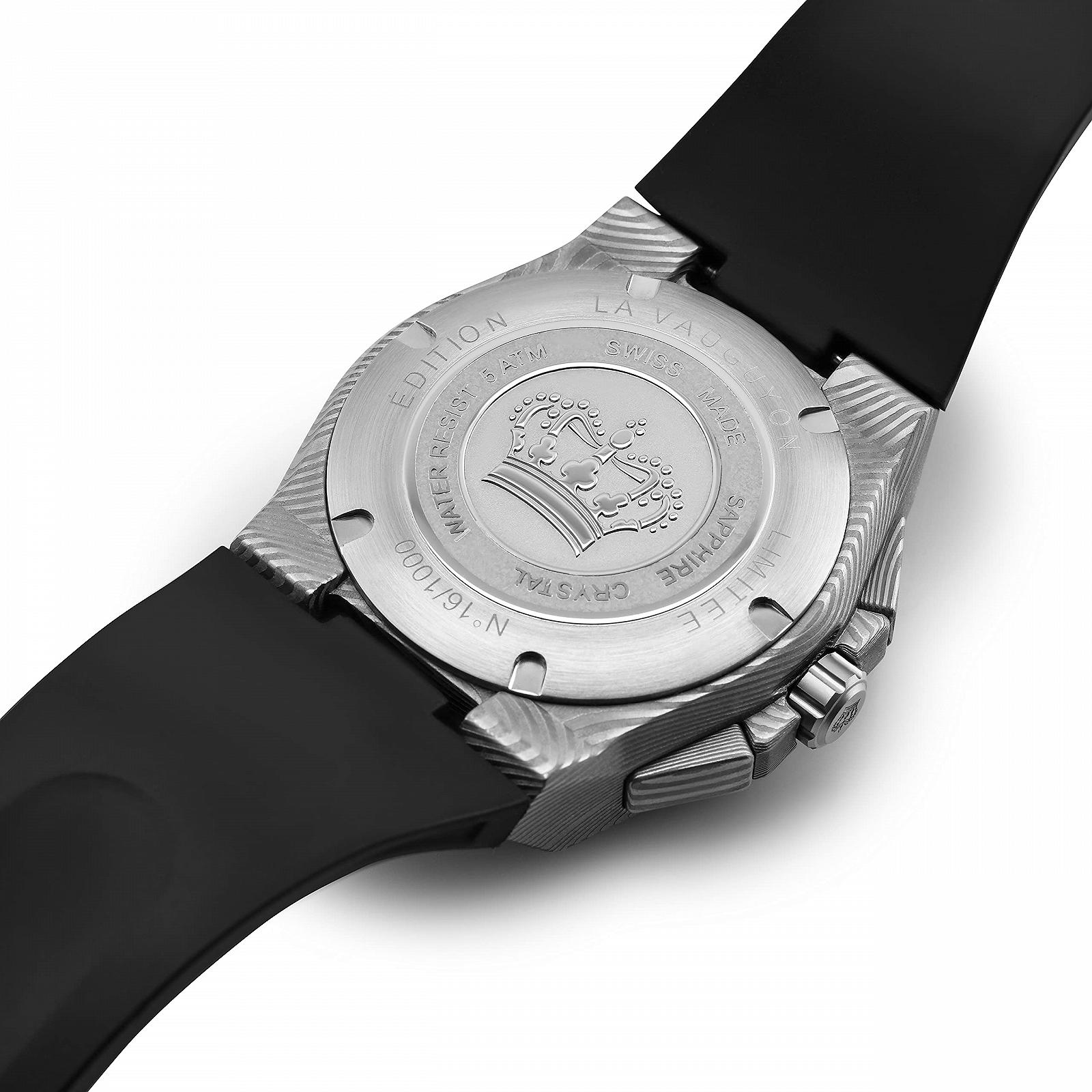 Годинник LOUIS XVI La Vauguyon Damascus 1201 чоловічий чорний з сталевим та гумовим ремінцем Super-LumiNova хронограф аналоговий автоматичний, фото №6 Годинник LOUIS XVI La Vauguyon Damascus 1201 чоловічий чорний з сталевим та гумовим ремінцем Super-LumiNova хронограф аналоговий автоматичний, фото №6