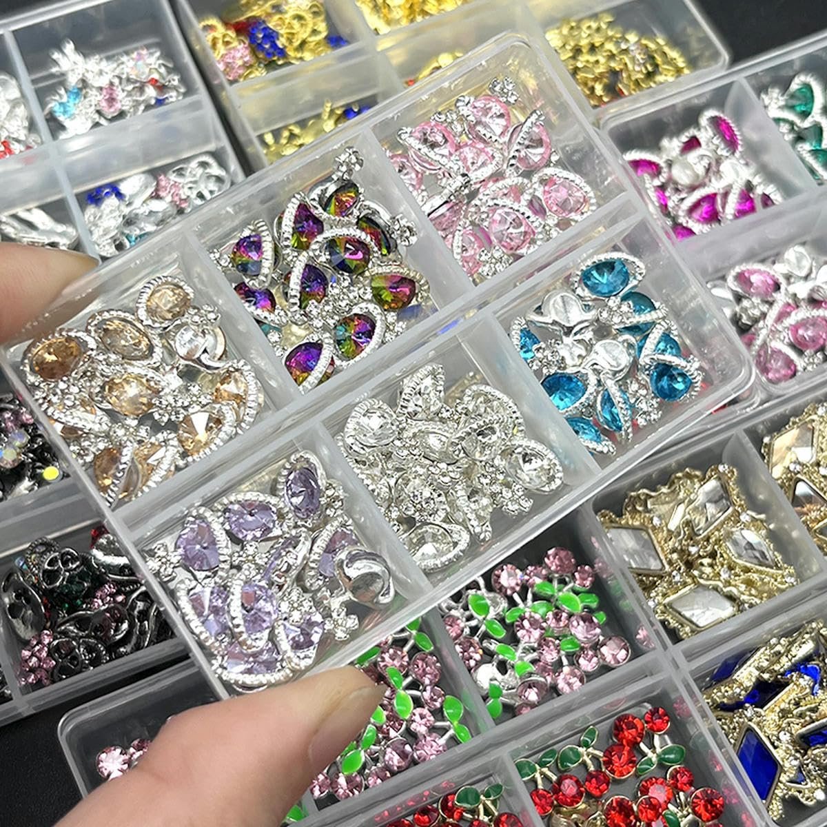 Планета Сатурн, 1 коробка, розкішні деталі для нігтів, дорогоцінні камені, фото №4