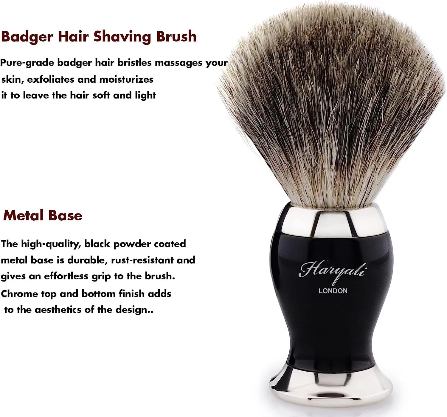 Помазок для бритья Haryali London Pure Black Badger Hair Черный, фото №3 Помазок для бритья Haryali London Pure Black Badger Hair Черный, фото №3