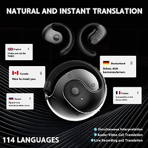 Наушники для перевода голоса в реальном времени, AI Live Translator Earpiece, наушники-переводчики, поддержка 114 языков с AI-ассистентом для путешествий, обучения, бизнес-школы synthetic.ua - Фото 1