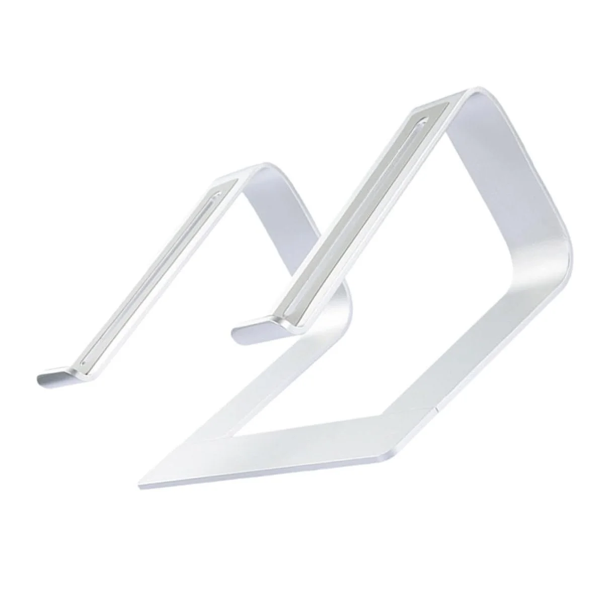 Підставка для ноутбука алюмінієва HOMSFOU знімна з нековзним силіконом, регульована по висоті, компактна для столу та мобільної роботи Срібна, фото №1