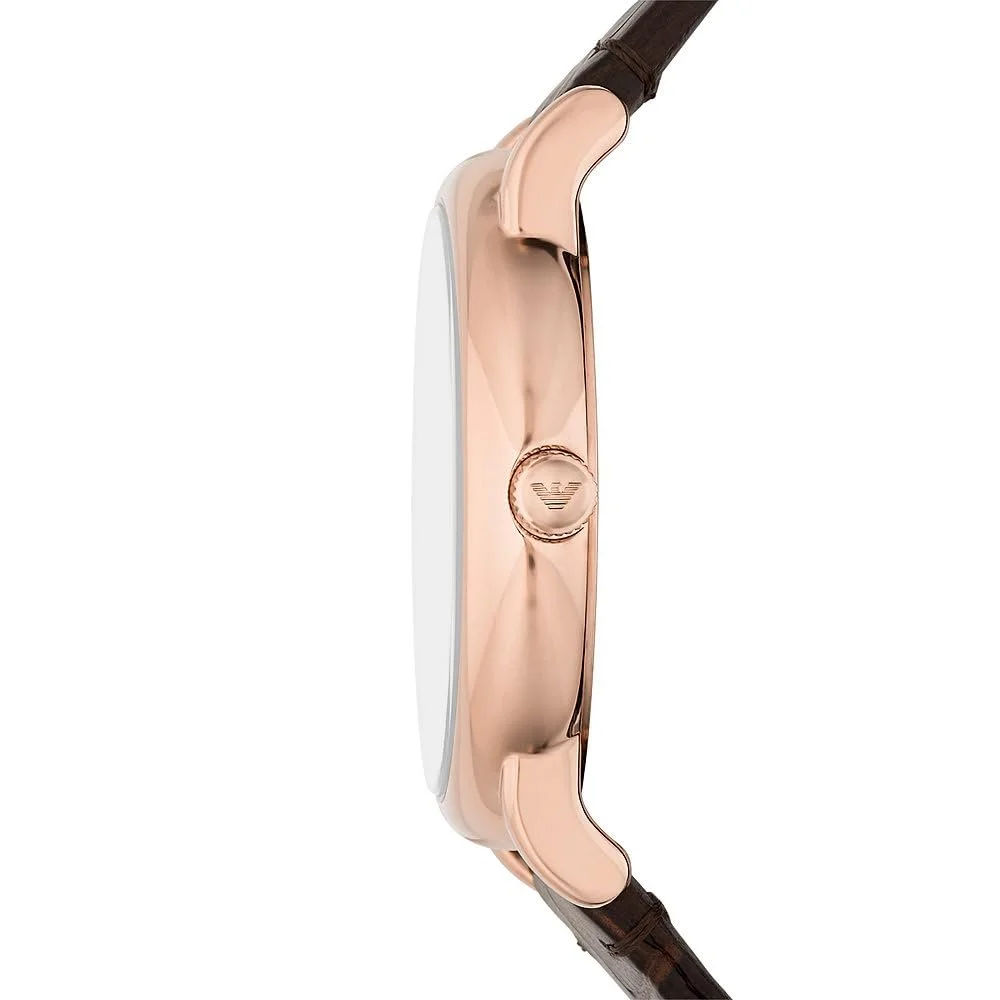 Часы Emporio Armani мужские, кварцевые, трехстрелочные с датой, корпус 43 мм, кожаный ремешок, фото №4 Часы Emporio Armani мужские, кварцевые, трехстрелочные с датой, корпус 43 мм, кожаный ремешок, фото №4