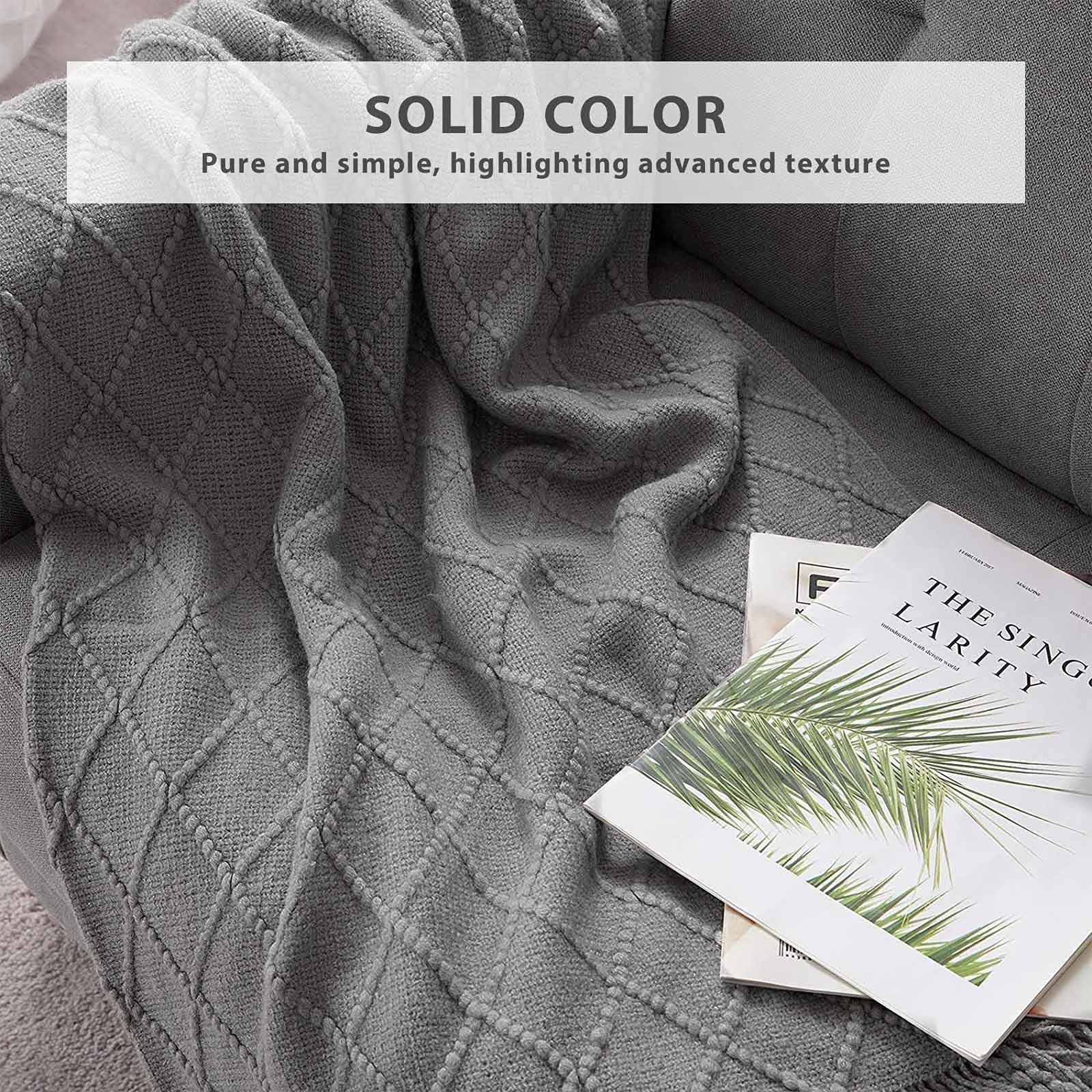 Вязаний плед LumiSyne з китицями Однотонний Геометричний візерунок Плед для дивану ліжка 170 x 130 см, фото №5 Вязаний плед LumiSyne з китицями Однотонний Геометричний візерунок Плед для дивану ліжка 170 x 130 см, фото №5