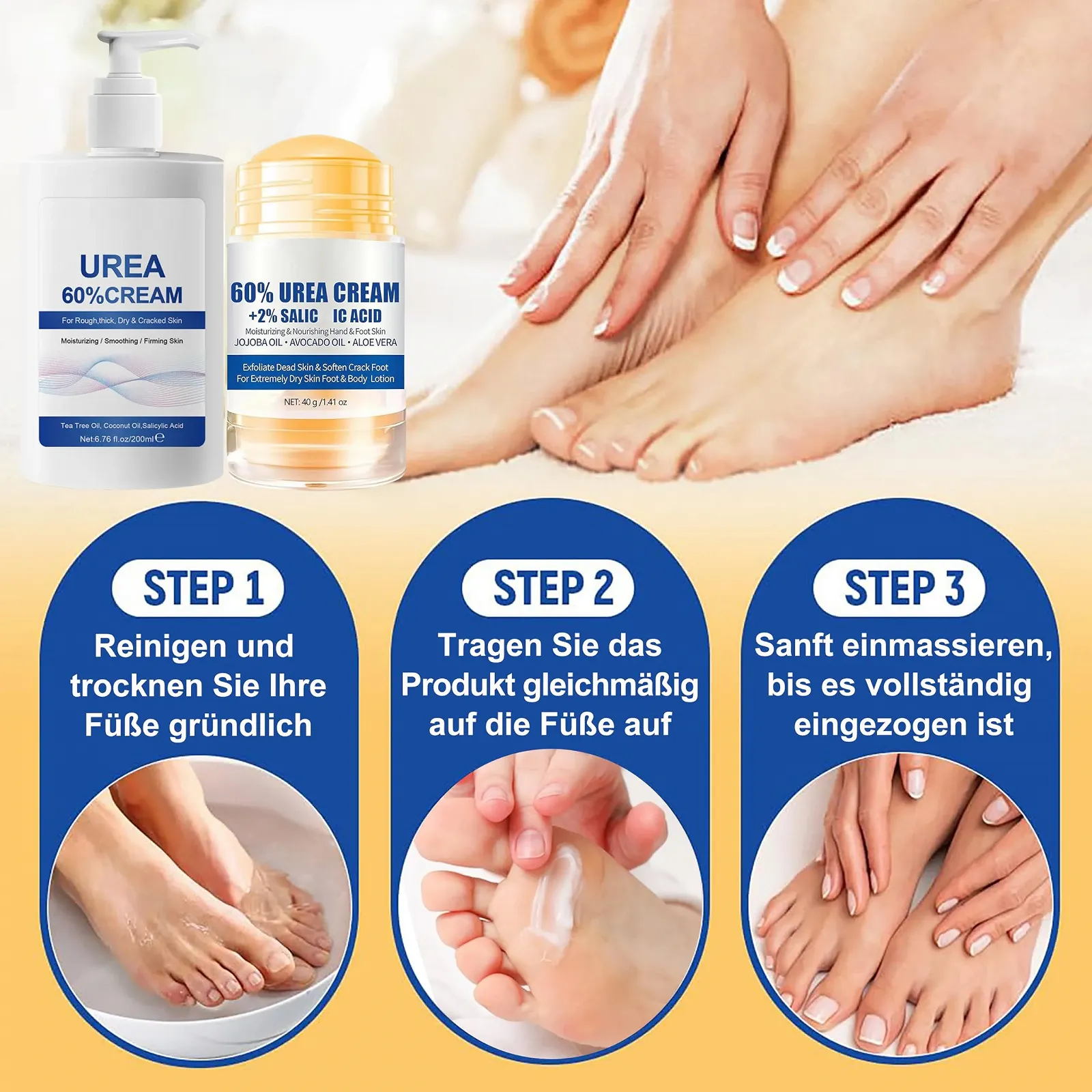 Крем для ног Urea увлажняющий против трещин с пилкой для ног Голубой (40 г + 100 г), фото №7