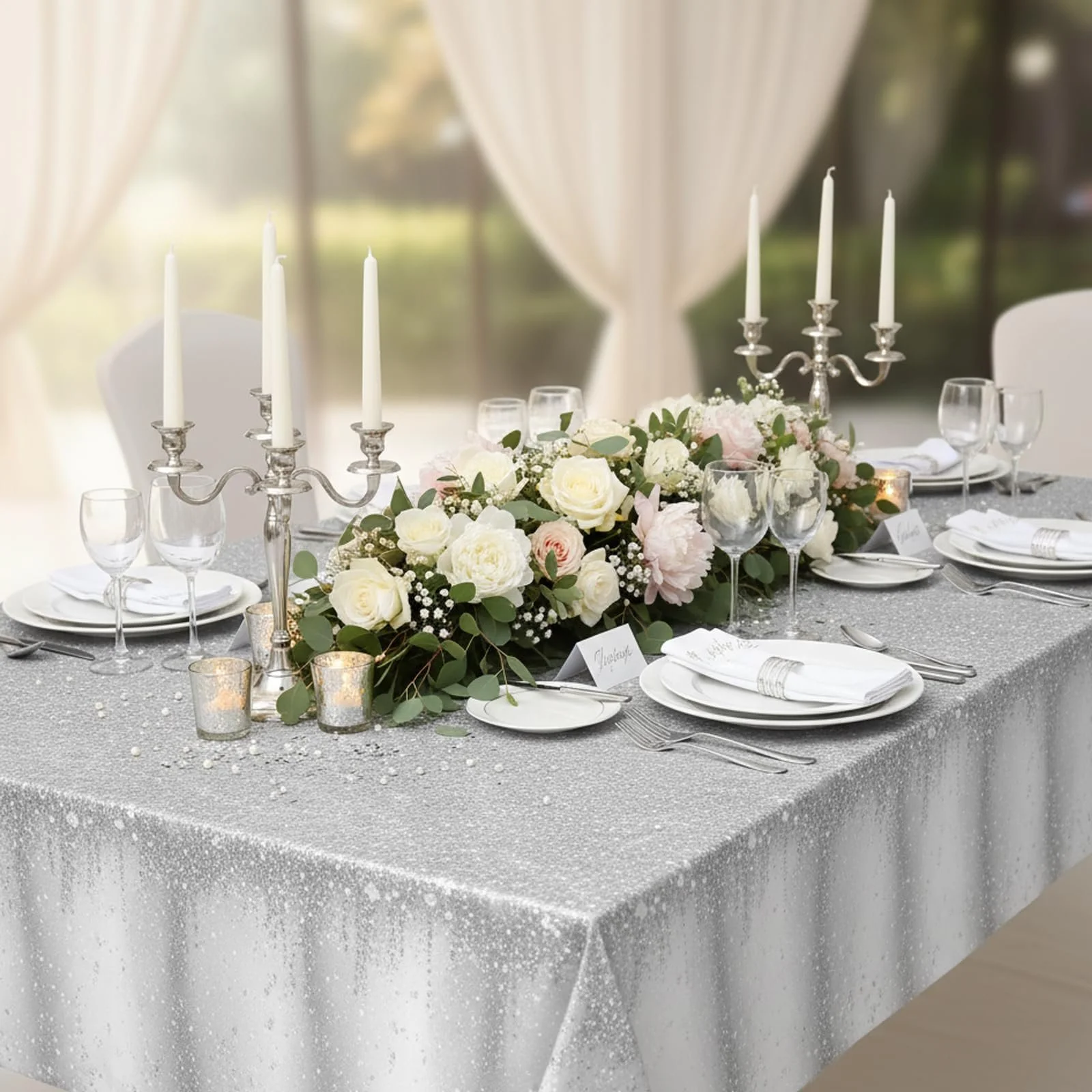 Ранер Tulle Glitter 70 x 300 см та 137 x 274 см Сріблястий, фото №5 Ранер Tulle Glitter 70 x 300 см та 137 x 274 см Сріблястий, фото №5