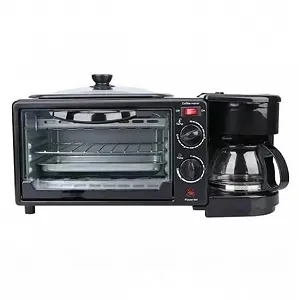 Электрическая печь 3в1 Su Tai для выпечки с кофеваркой и сковородой ST-301 4500 Вт Черная synthetic.ua - Фото 1