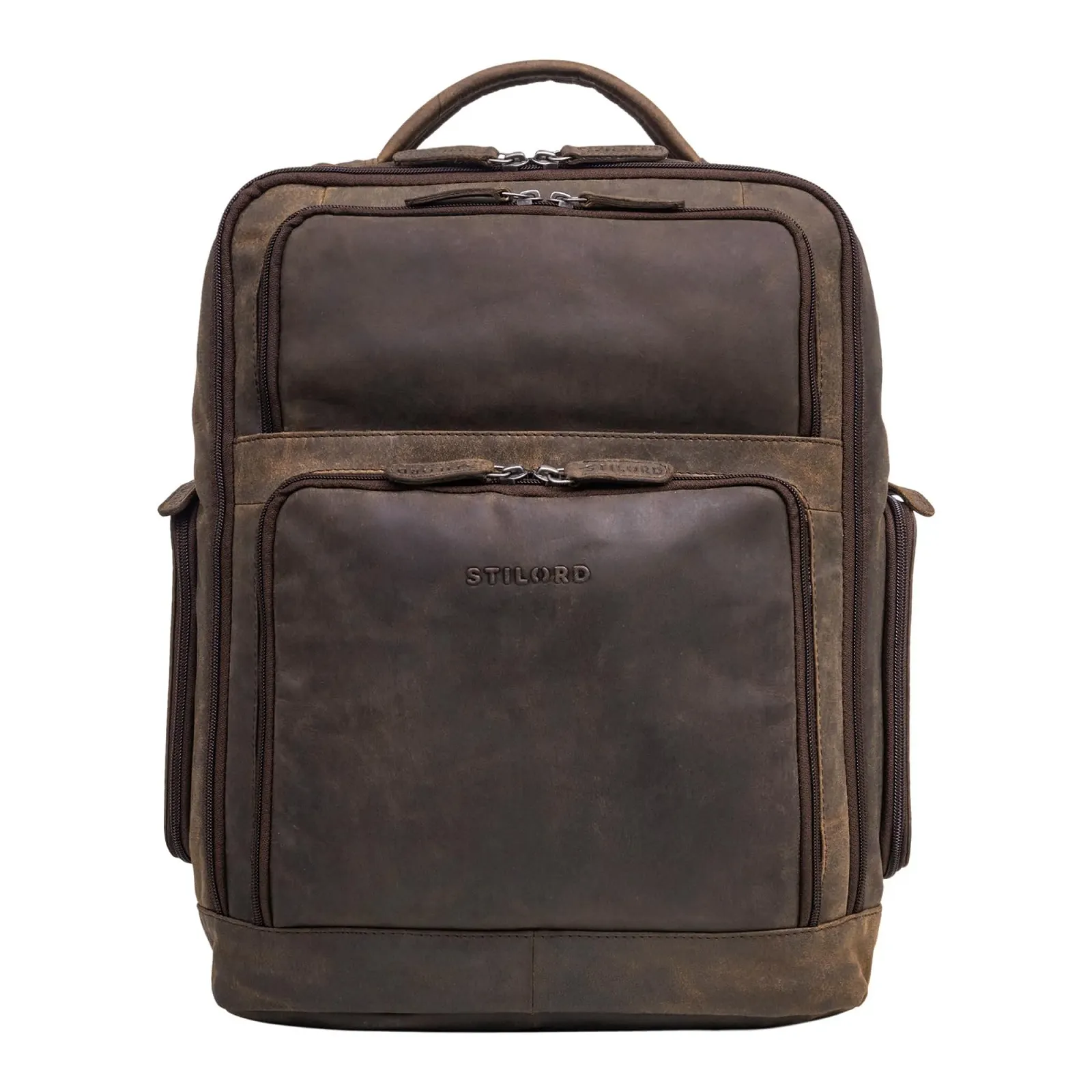Рюкзак для ноутбука STILORD Jayden Business Vintage 15-17" Шкіряний Чорний / Коричневий, фото №7