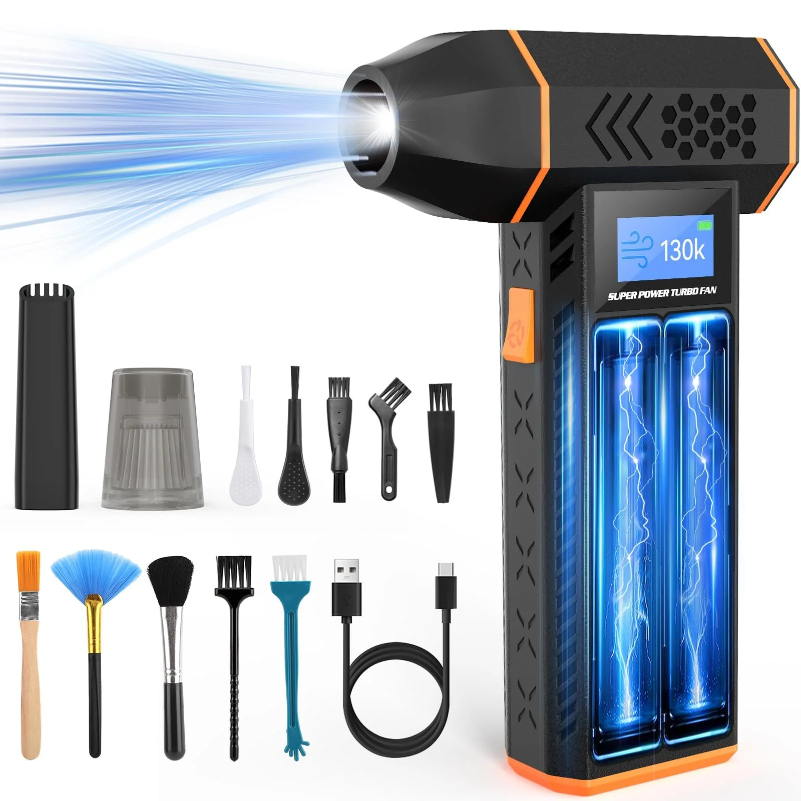 Електрична повітродувка 2-в-1 4 швидкості 130 000 RPM 6000 mAh HD-дисплей, фото №1