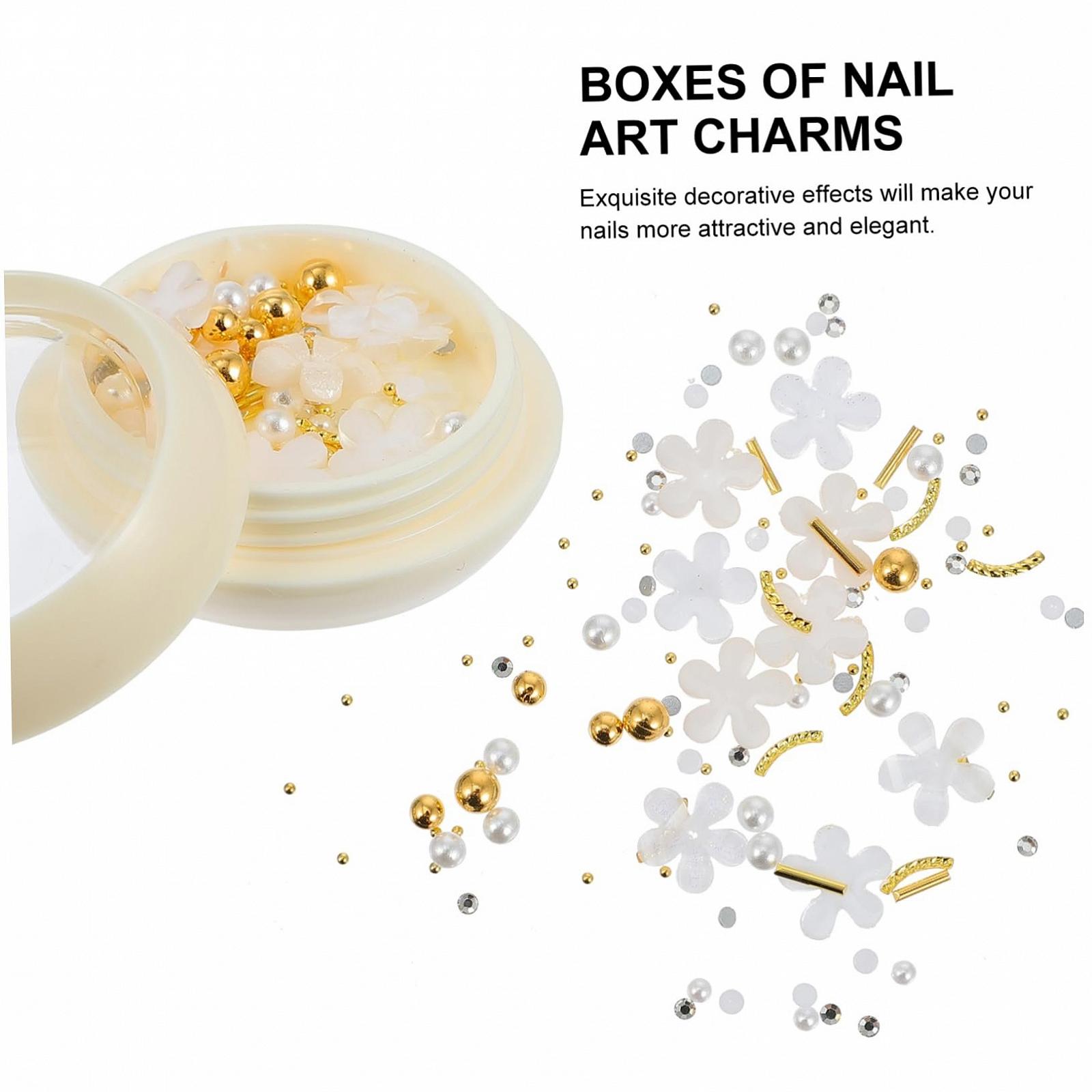Украшения для ногтей Beavorty 6 коробок, наклейки, искусственные жемчужины, 3D стразы, смоляные драгоценности, фото №5