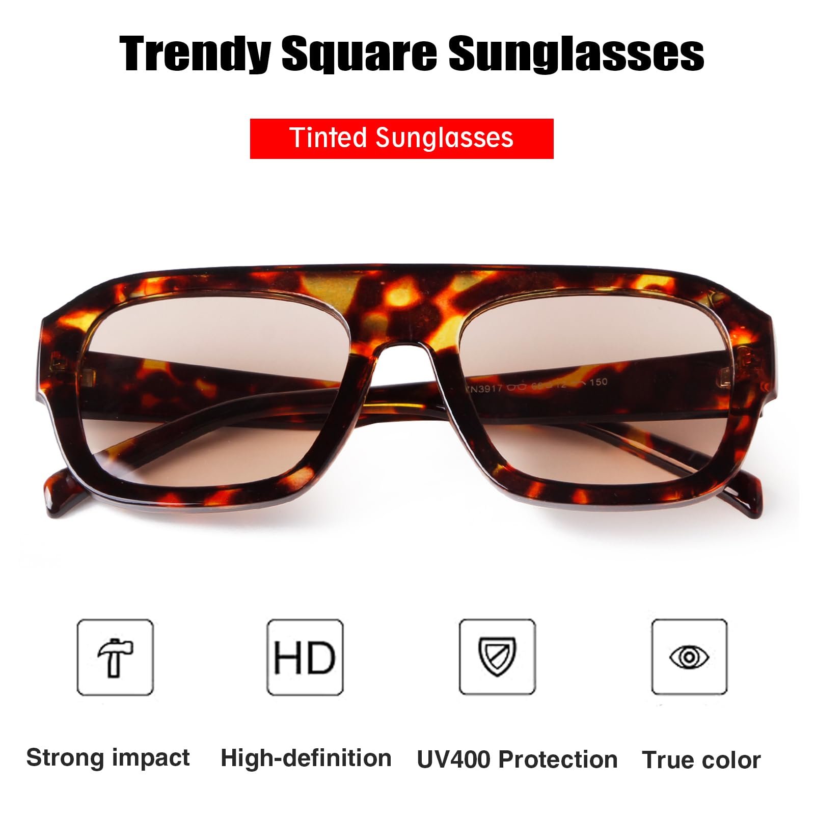 Модні квадратні сонцезахисні окуляри Laurinny для жінок Ретро 70-х Авіатори, фото №6