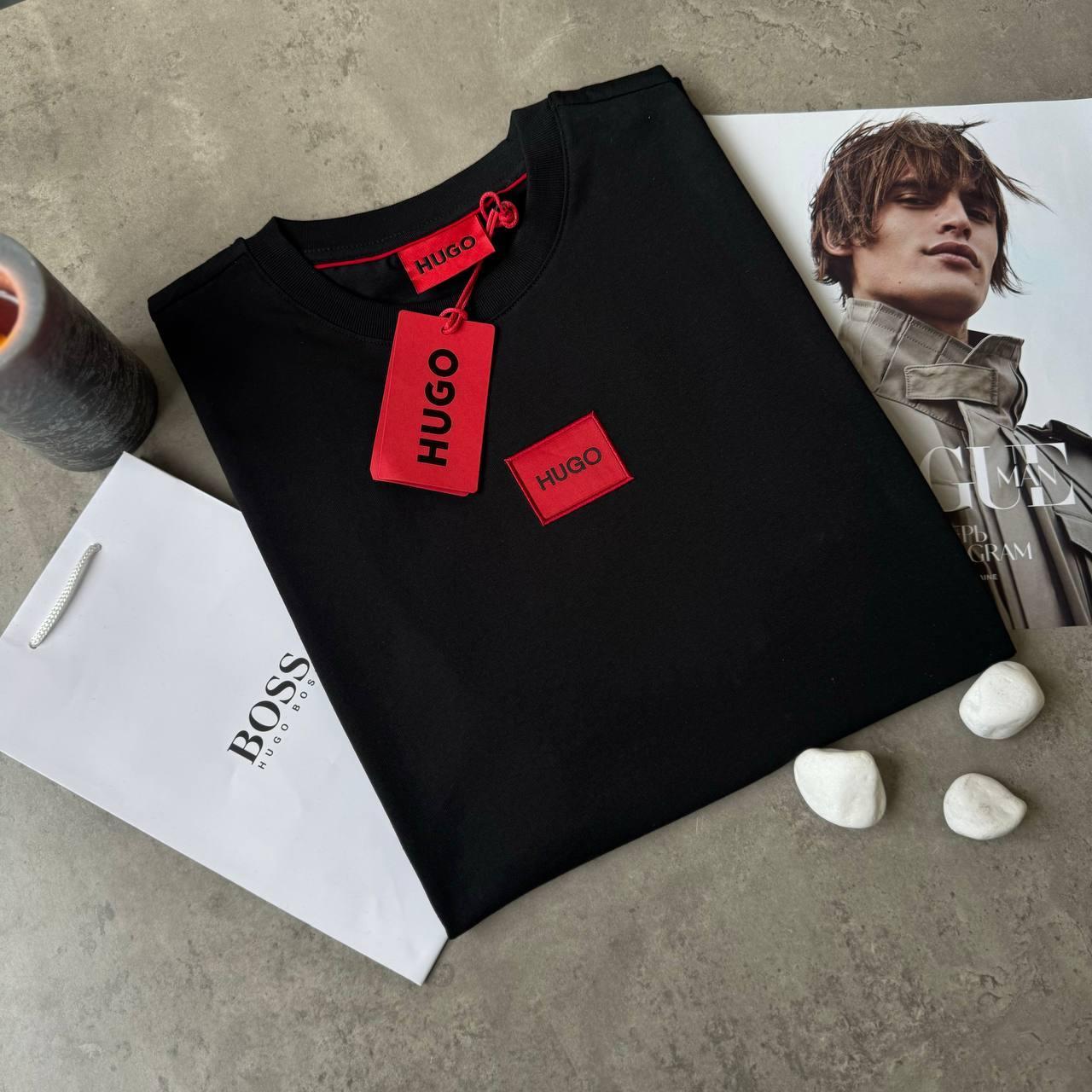 Футболка мужская черная Hugo Boss брендовая базовая, фото №1 Футболка мужская черная Hugo Boss брендовая базовая, фото №1