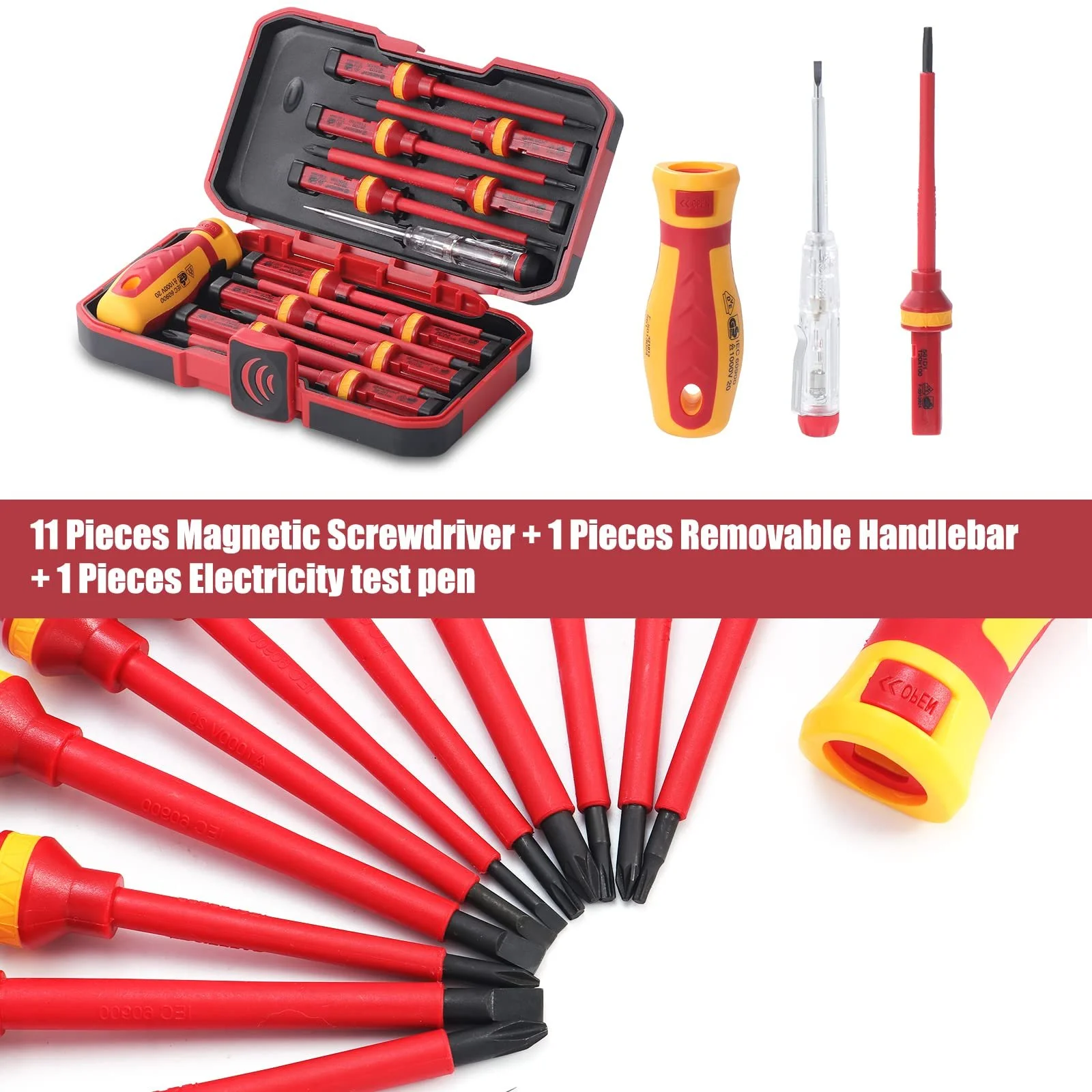 Набір діелектричних викруток VDE Cr-V 1000 В Phillips Pozidriv Torx 13 шт., фото №2