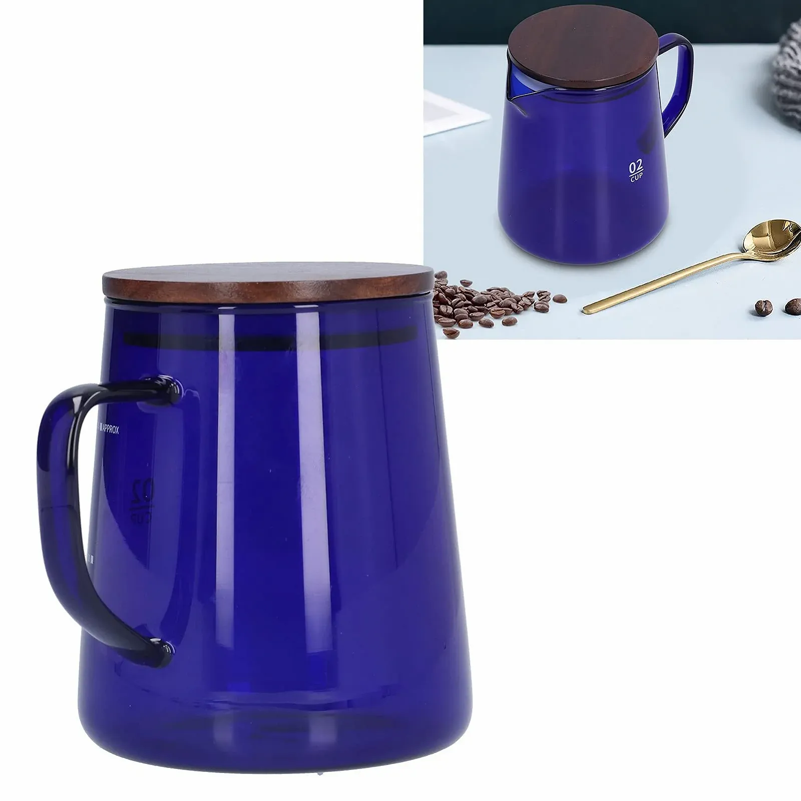 Сервер для кофе Стеклянный 500 мл Прозрачный (Синий), фото №6