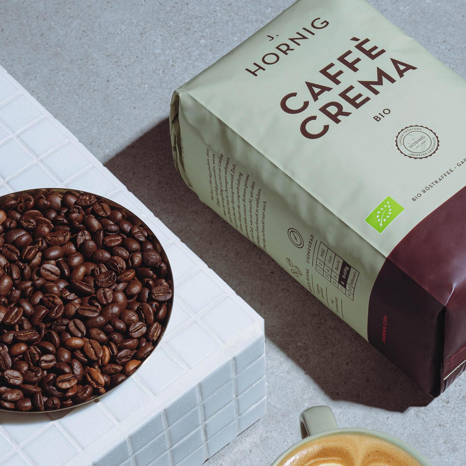 Кава в зернах J. Hornig Espresso Bio & Fairtrade Caffè Crema Bio 1 кг Шоколадний смак, фото №3