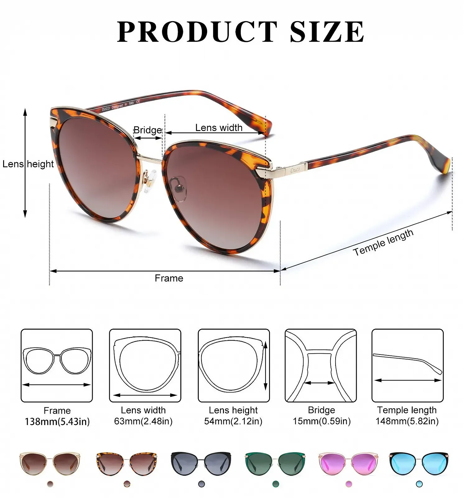 Поляризовані сонцезахисні окуляри ретро DUCO для жінок, вінтажні, захист UV400 DC1222, фото №3