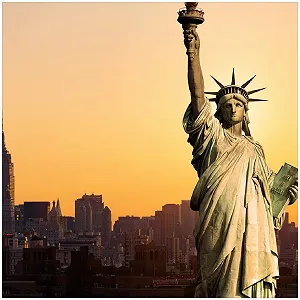 Картина на склі Wallario Statue of Liberty New York 30 x 30 см - Фото 1