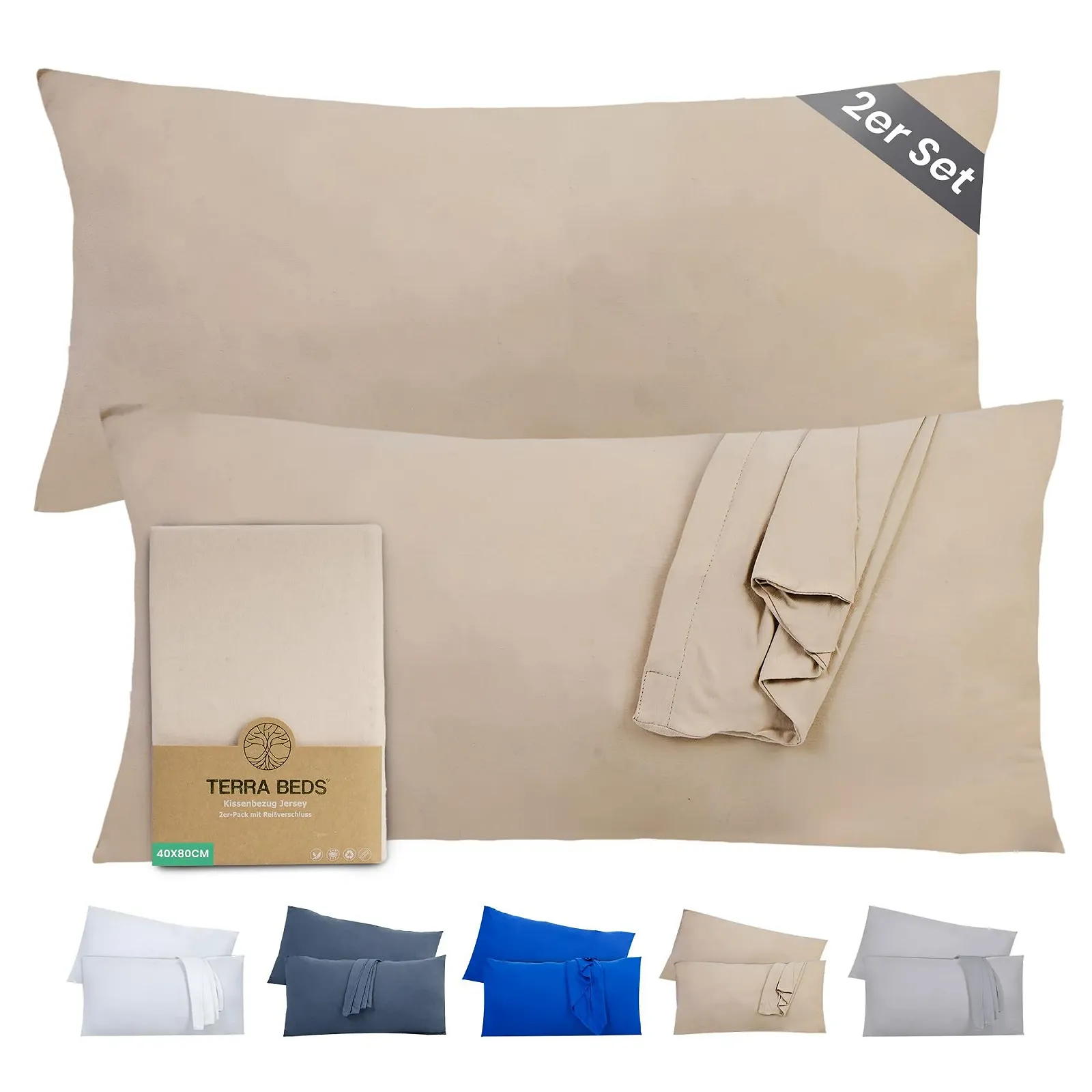 Наволочка Terra Beds 40 x 80 см (Набір 2 шт), Бавовняний трикотаж 160 г/м
, Бежевий, фото №1 Наволочка Terra Beds 40 x 80 см (Набір 2 шт), Бавовняний трикотаж 160 г/м
, Бежевий, фото №1