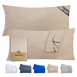 Наволочка Terra Beds 40 x 80 см (Набор 2 шт), Хлопковый трикотаж 160 г/м

, Бежевый - Фото 1